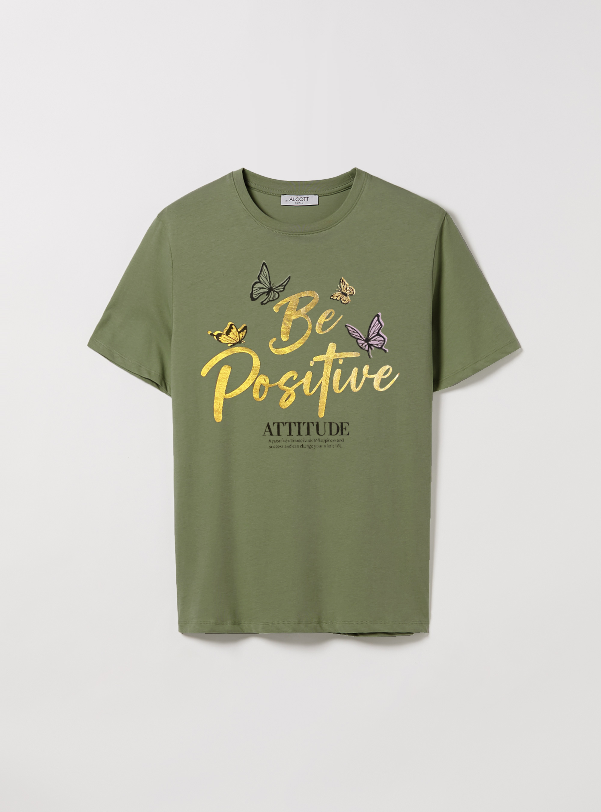 T-shirt with metallic lettering print, KY3 KAKY LIGHT