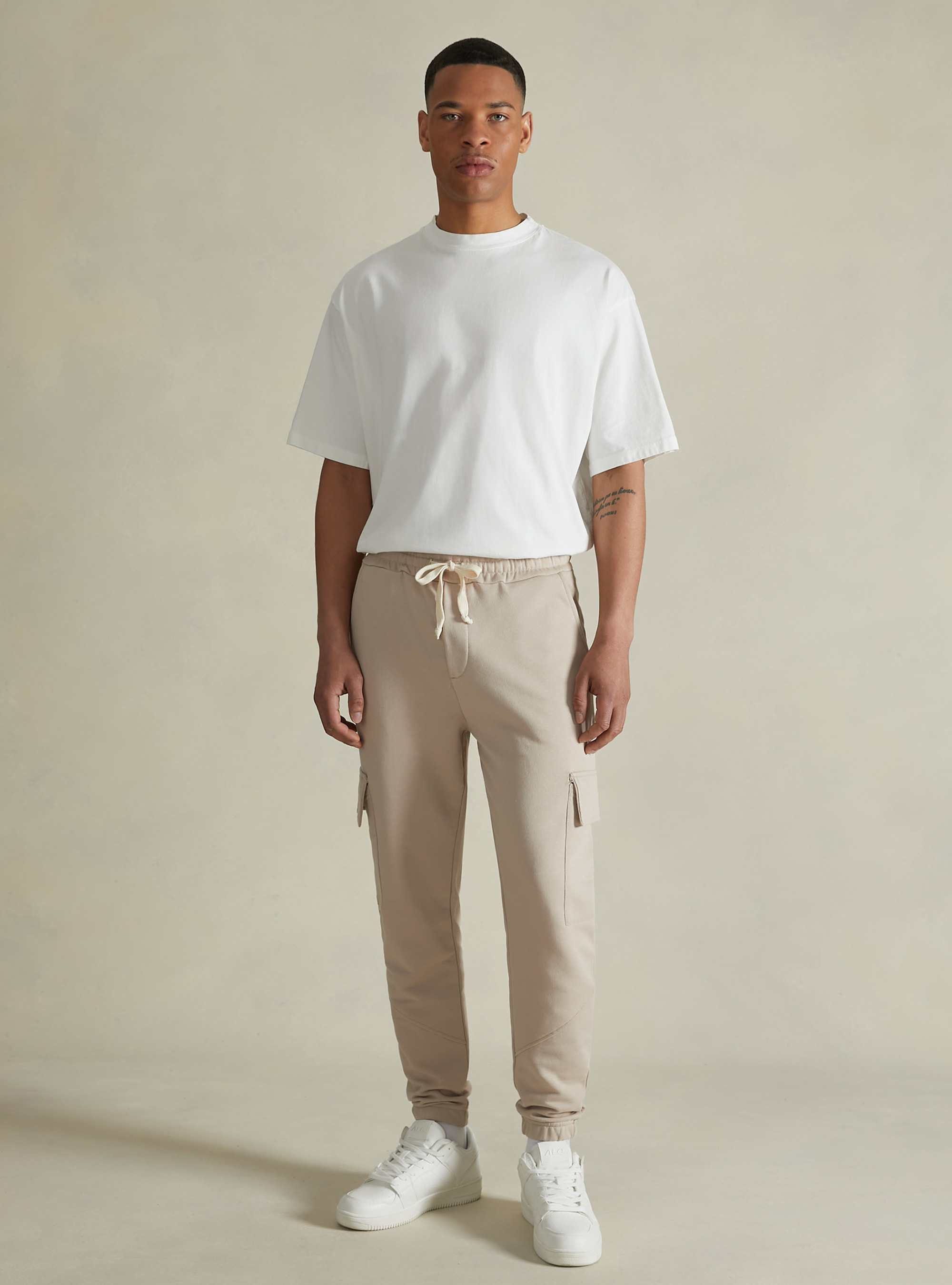 Jogging en coton avec poches, SA2 SAND MEDIUM