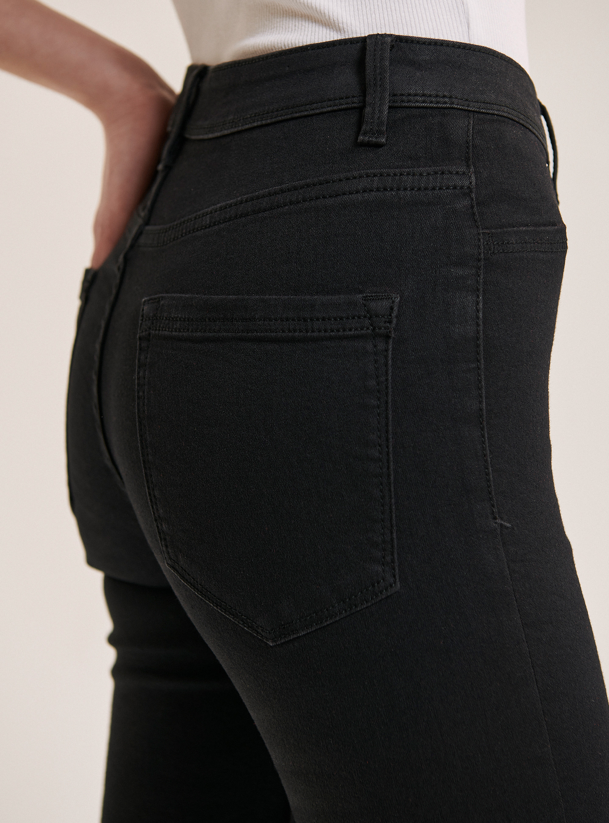 Super skinny high-waisted comfort fit jeans, BLACK