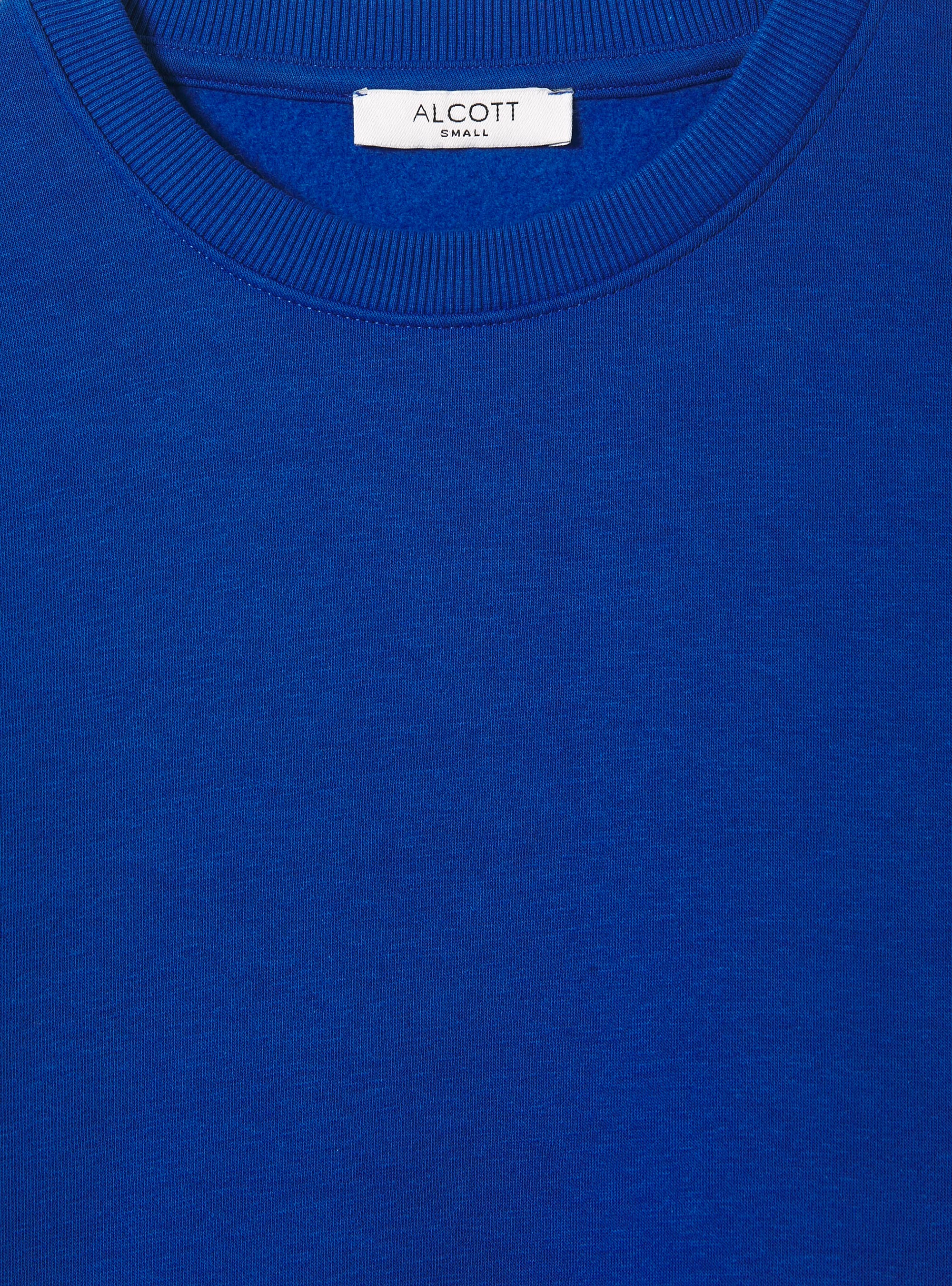 Sudadera de algodón liso con cuello redondo, RY2 ROYALE MEDIUM