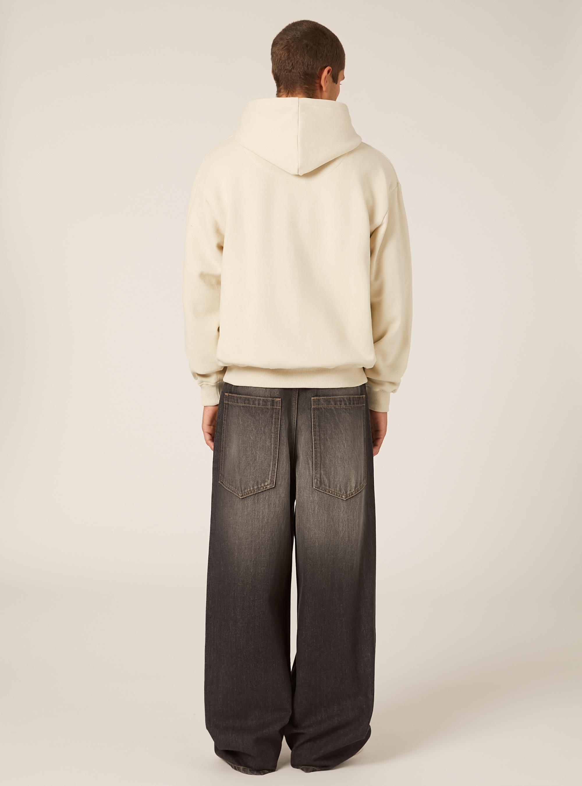 Boxy fit zip-up hoodie, CR3 CREAM LIGHT