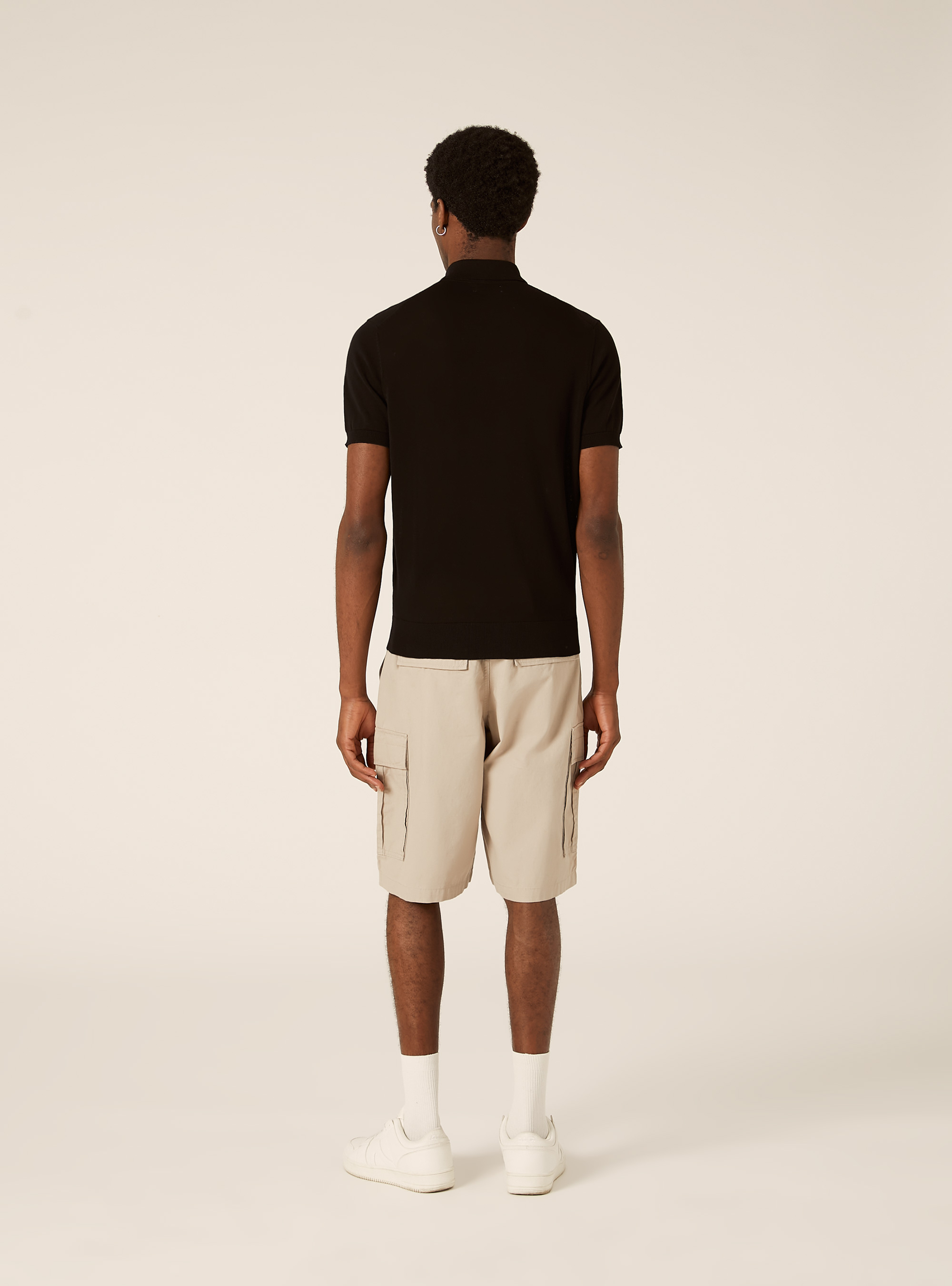 Extrafine cotton knit polo shirt, BK1 BLACK