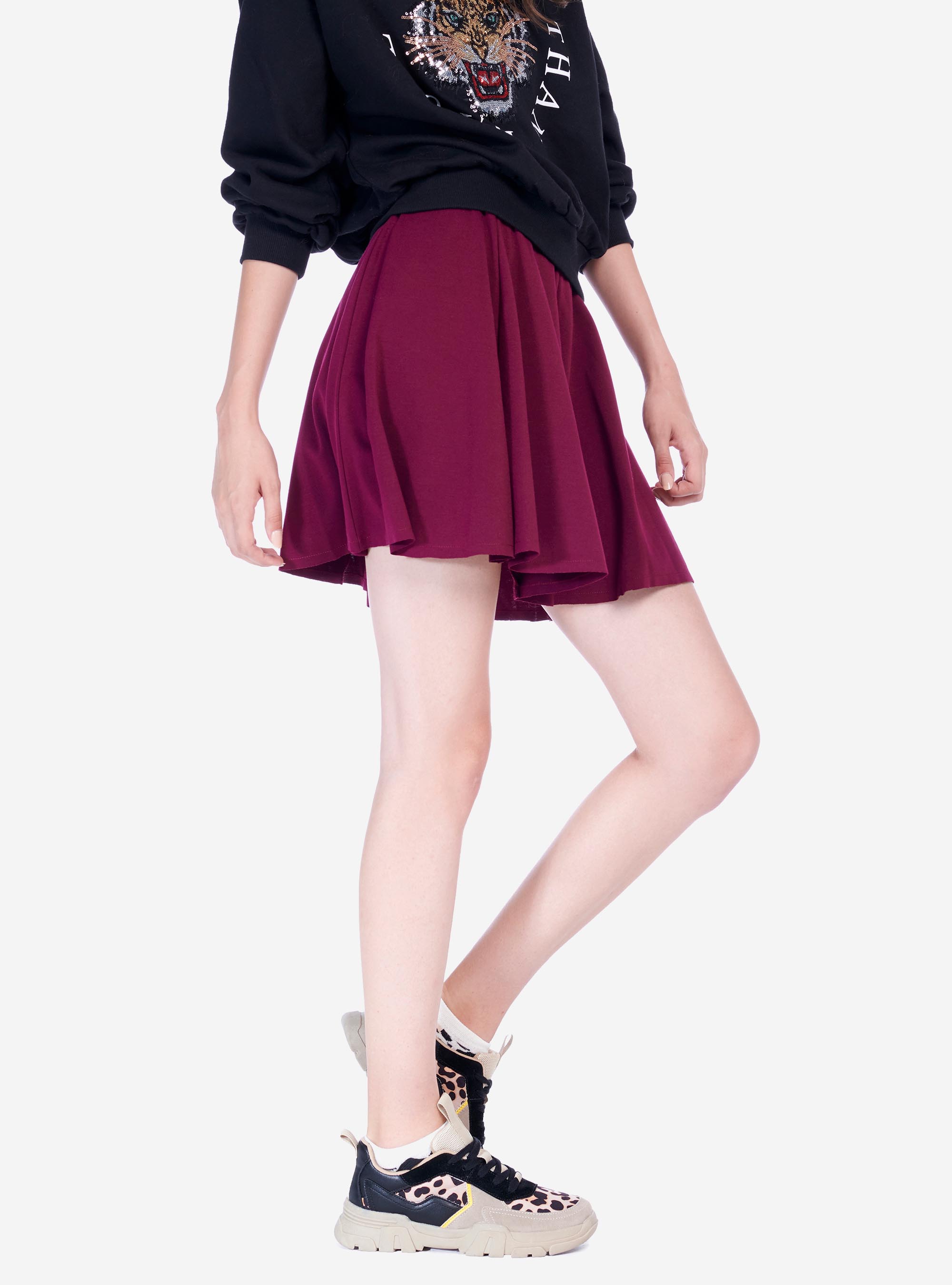 Minigonna elasticizzata, BORDEAUX