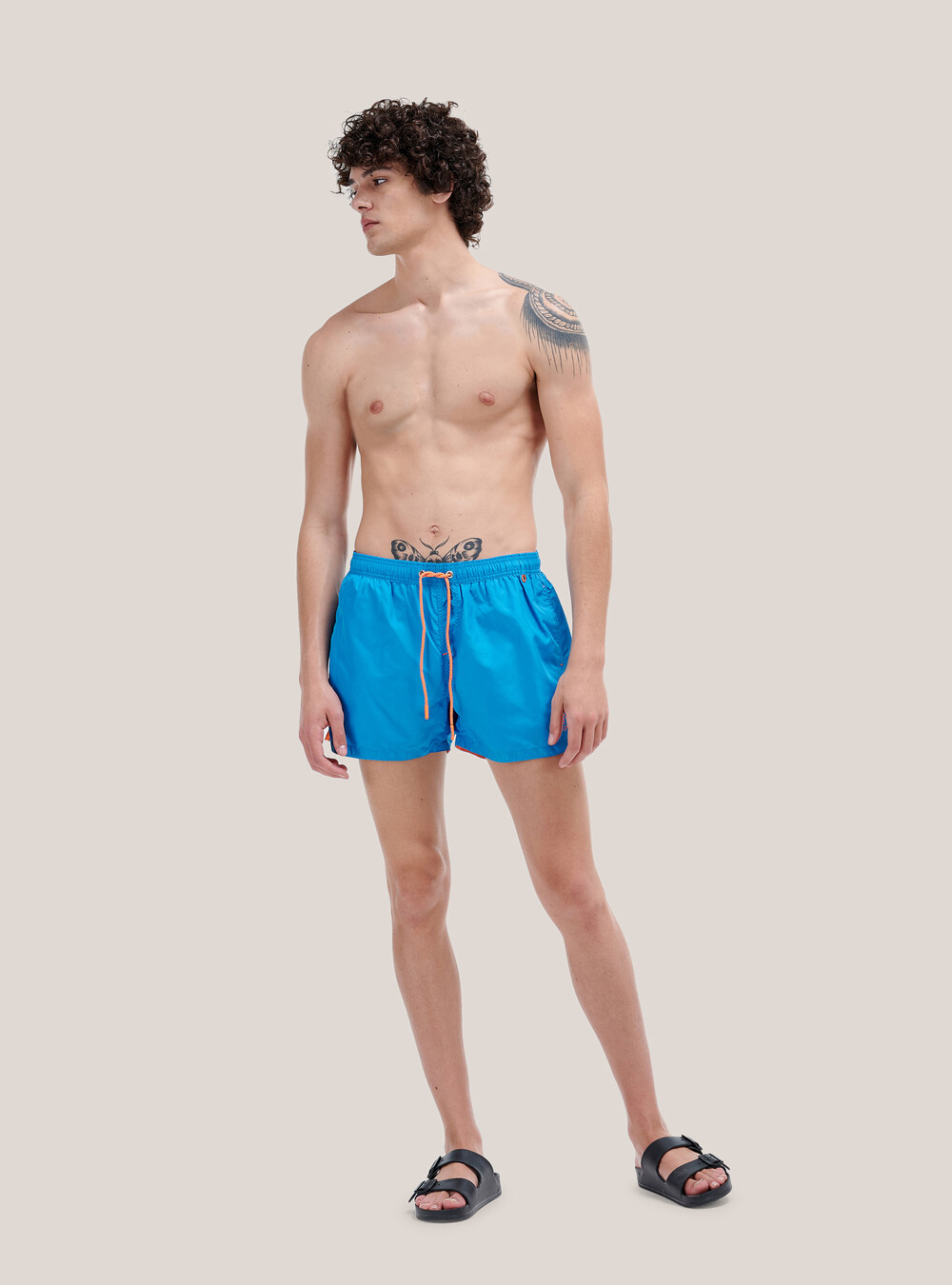 Costume tinta unita con ricamo e tasca sul retro, C0269 TURQUOISE