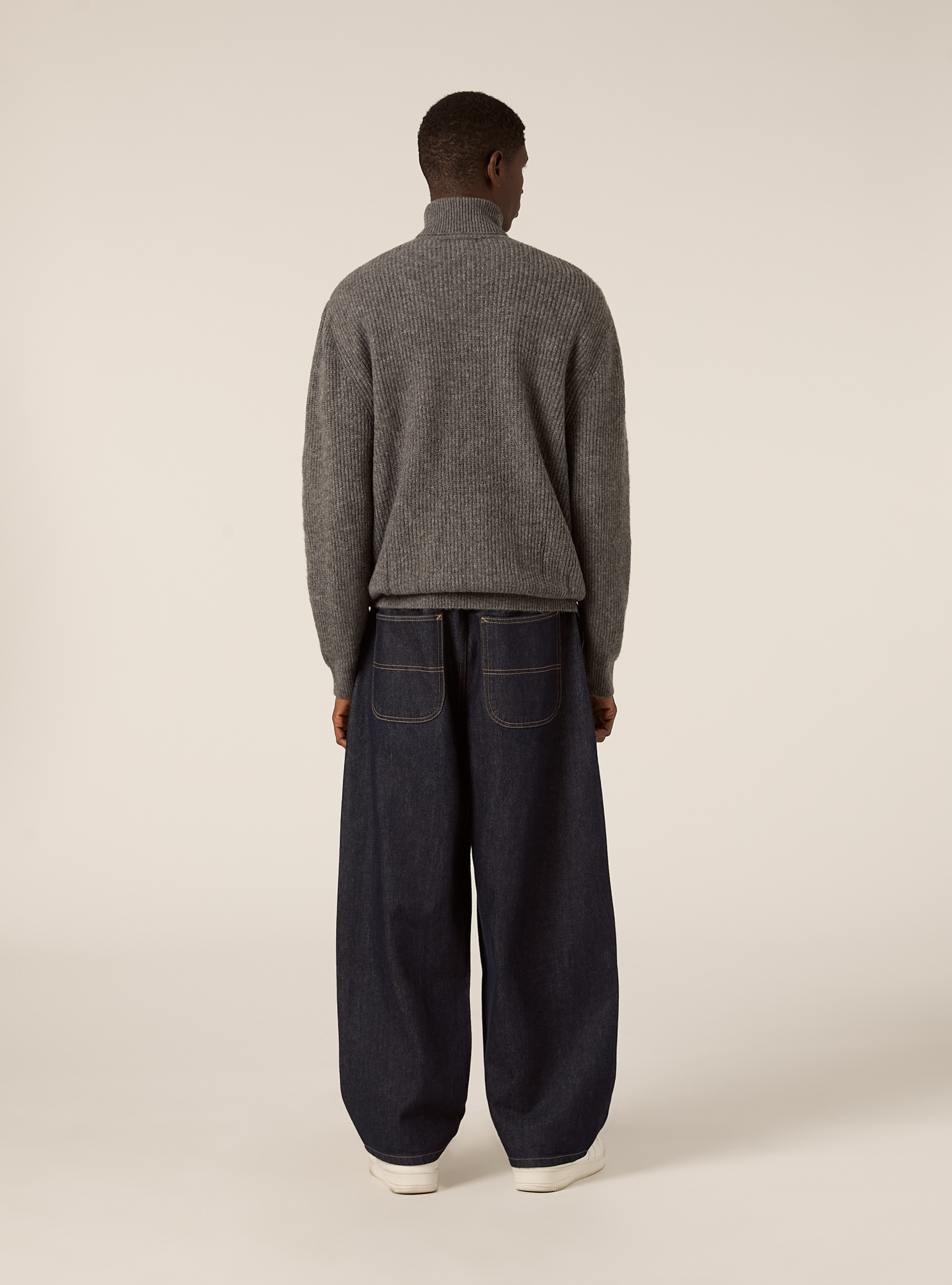 Maglia collo alto costa inglese, MGY1 GREY MEL DARK