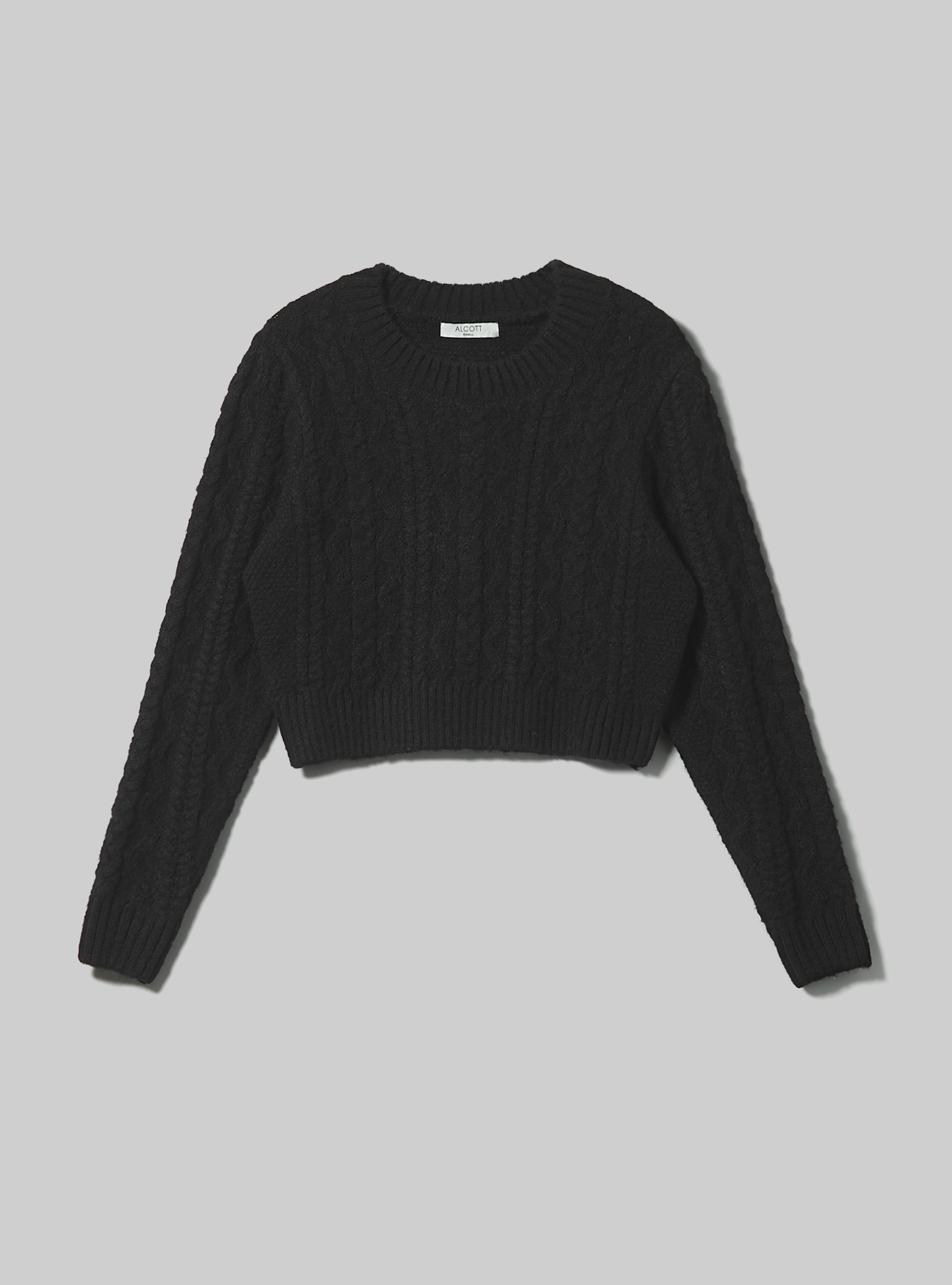 Cropped pullover with braids, BK1 BLACK