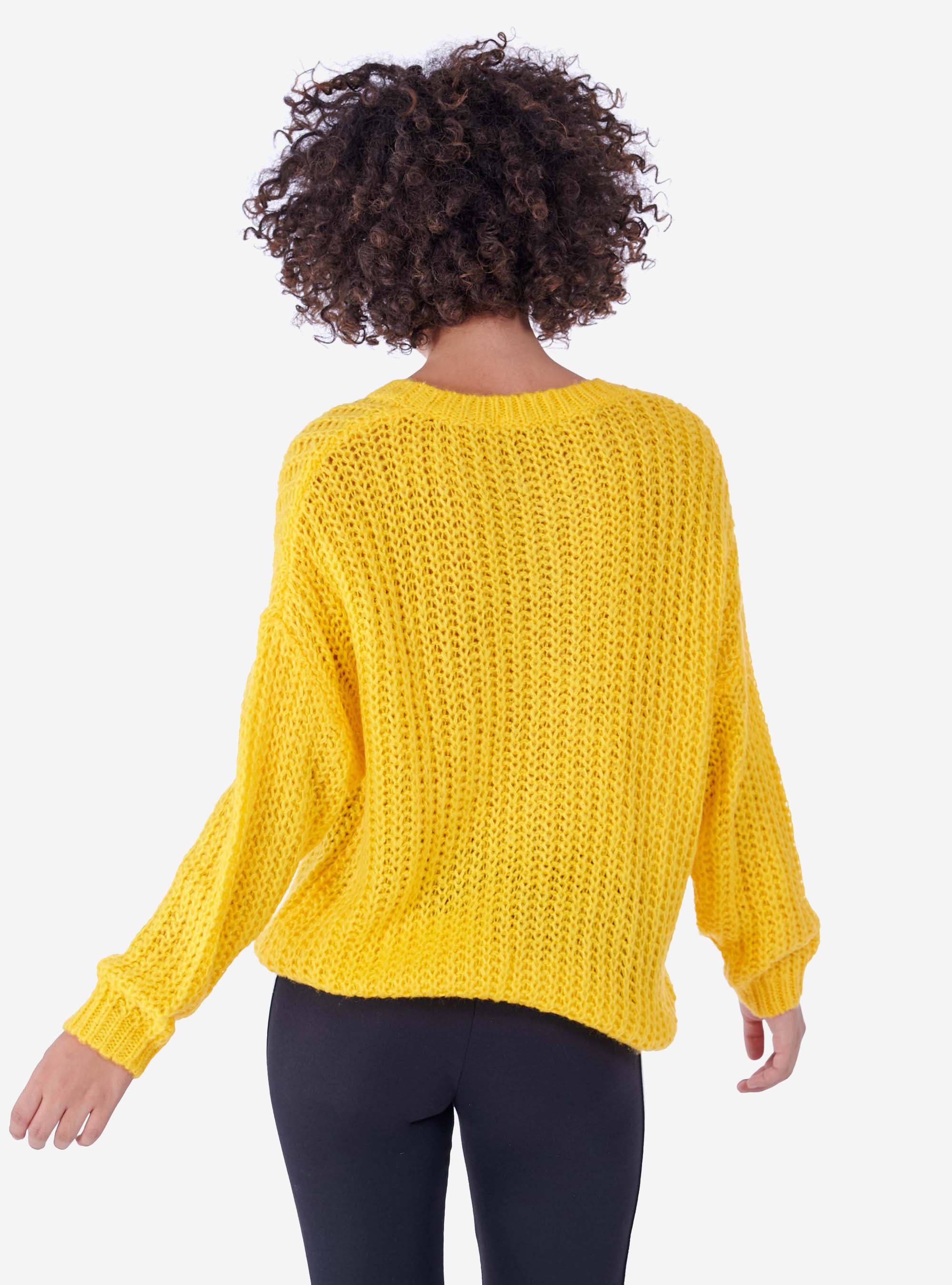 WIDE SWEATER WITH ROUNDNECK, YELLOW