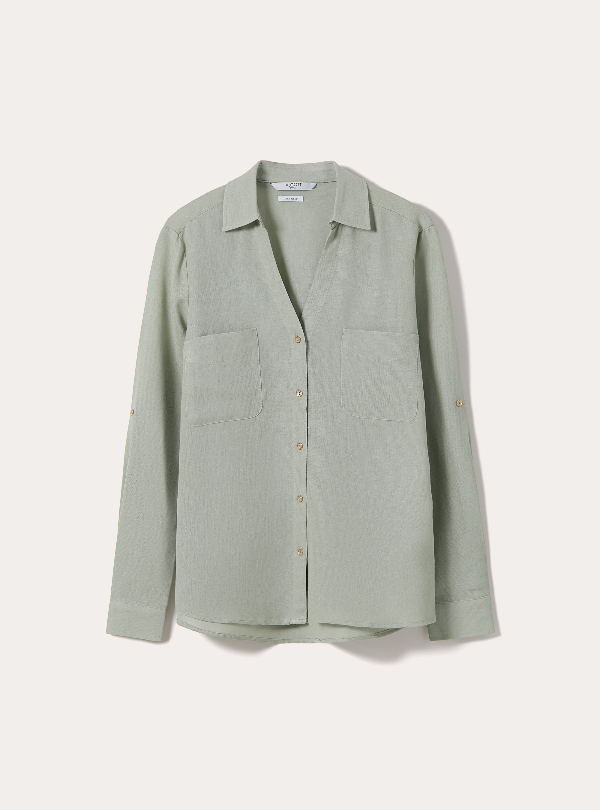 Camicia blusa in misto lino, SG3 SAGE LIGHT