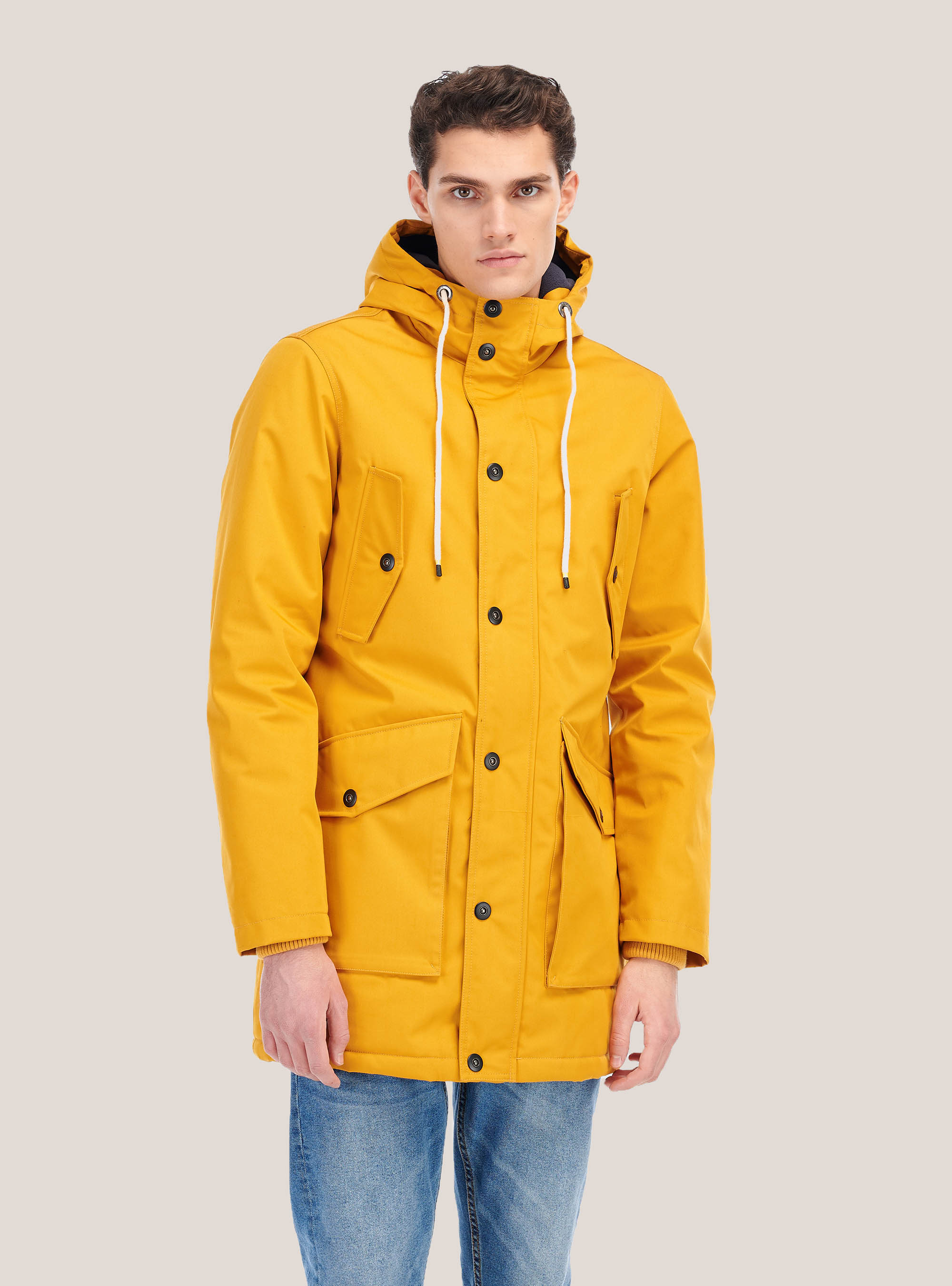 PARKA JACKET WITH POCKETS, C7742 YELLOW