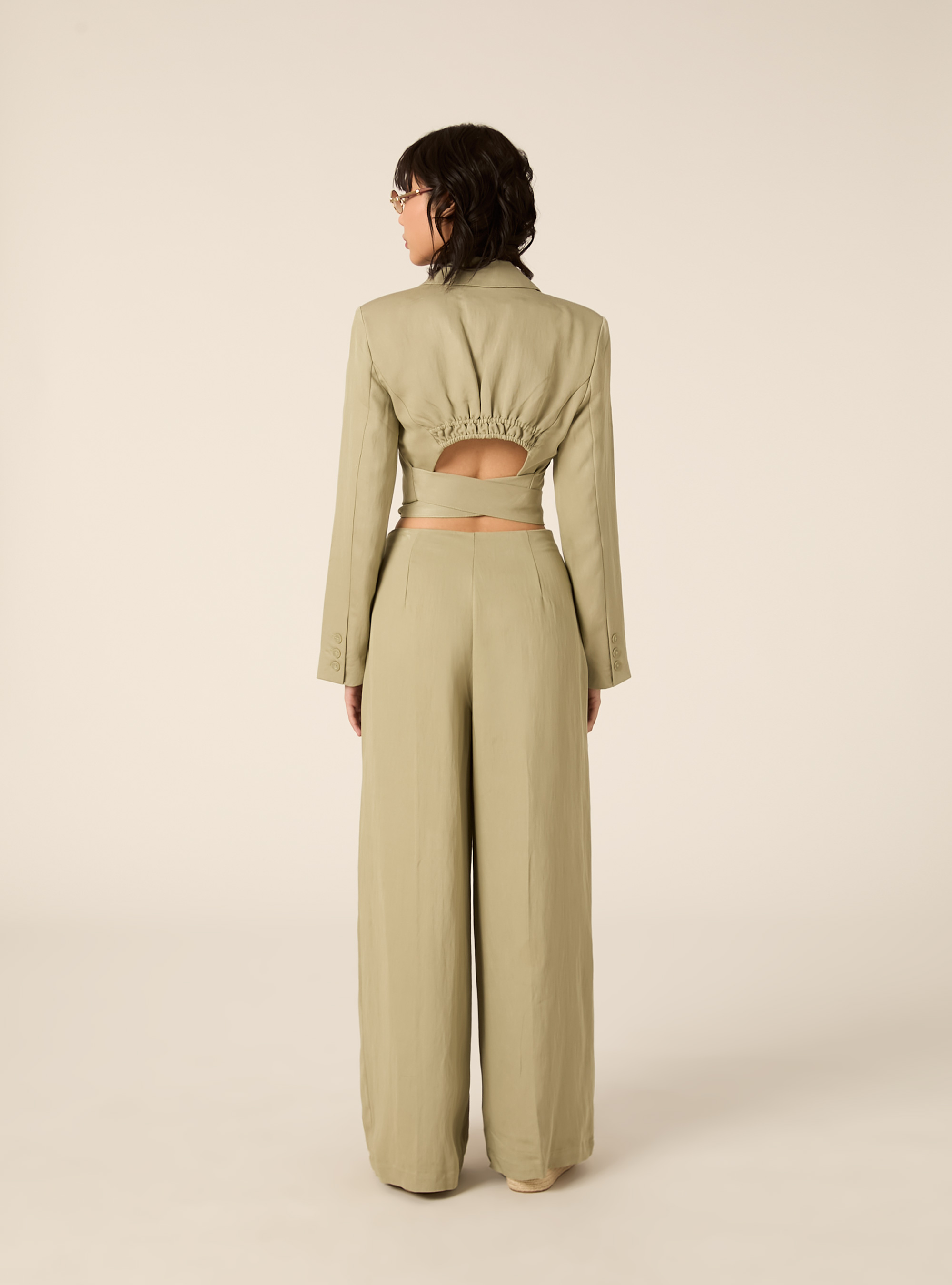 Giacca cropped con fiocco, GN3 GREEN LIGHT