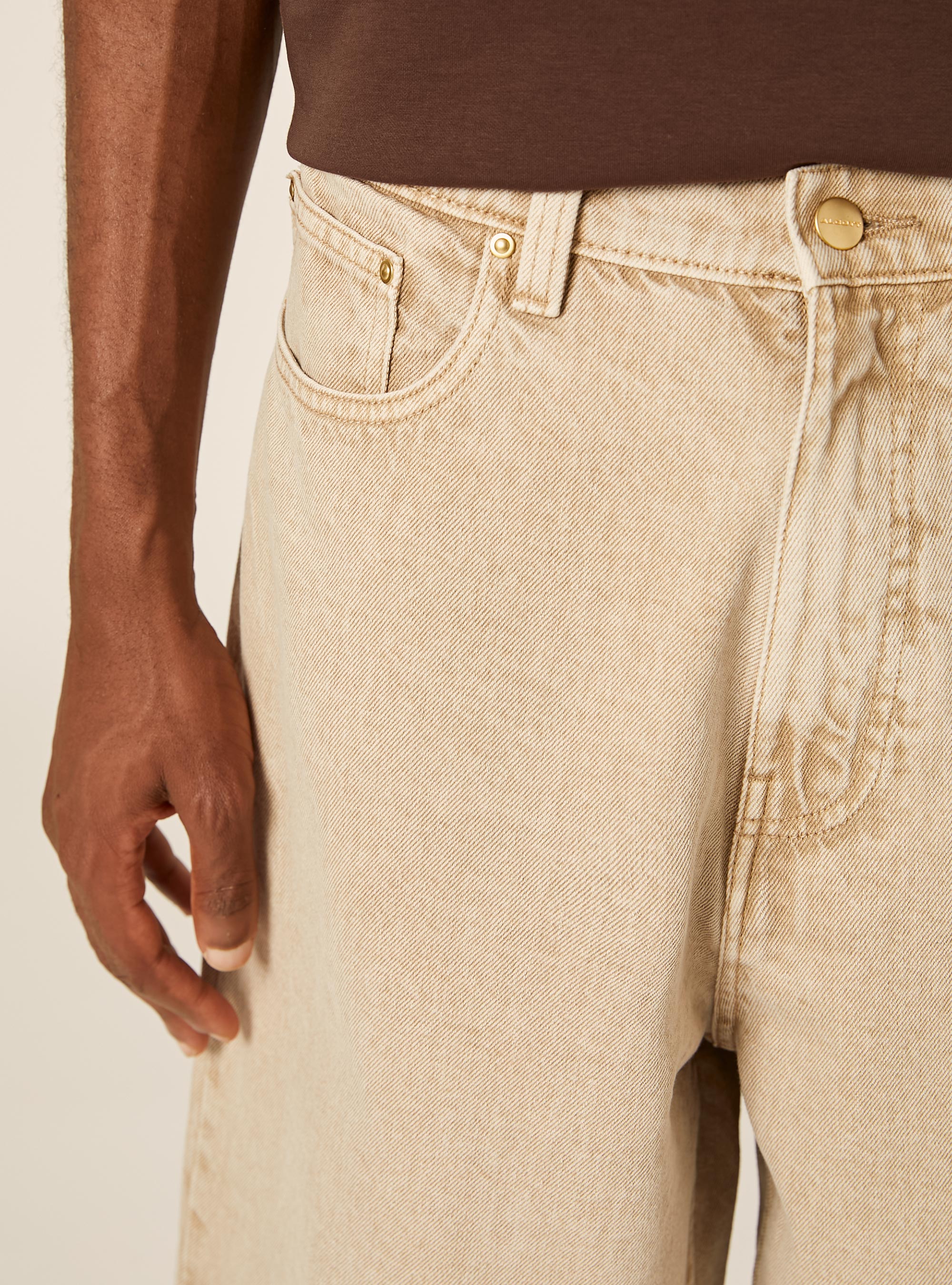 Bermuda jort in denim colorato, BG2 BEIGE MEDIUM