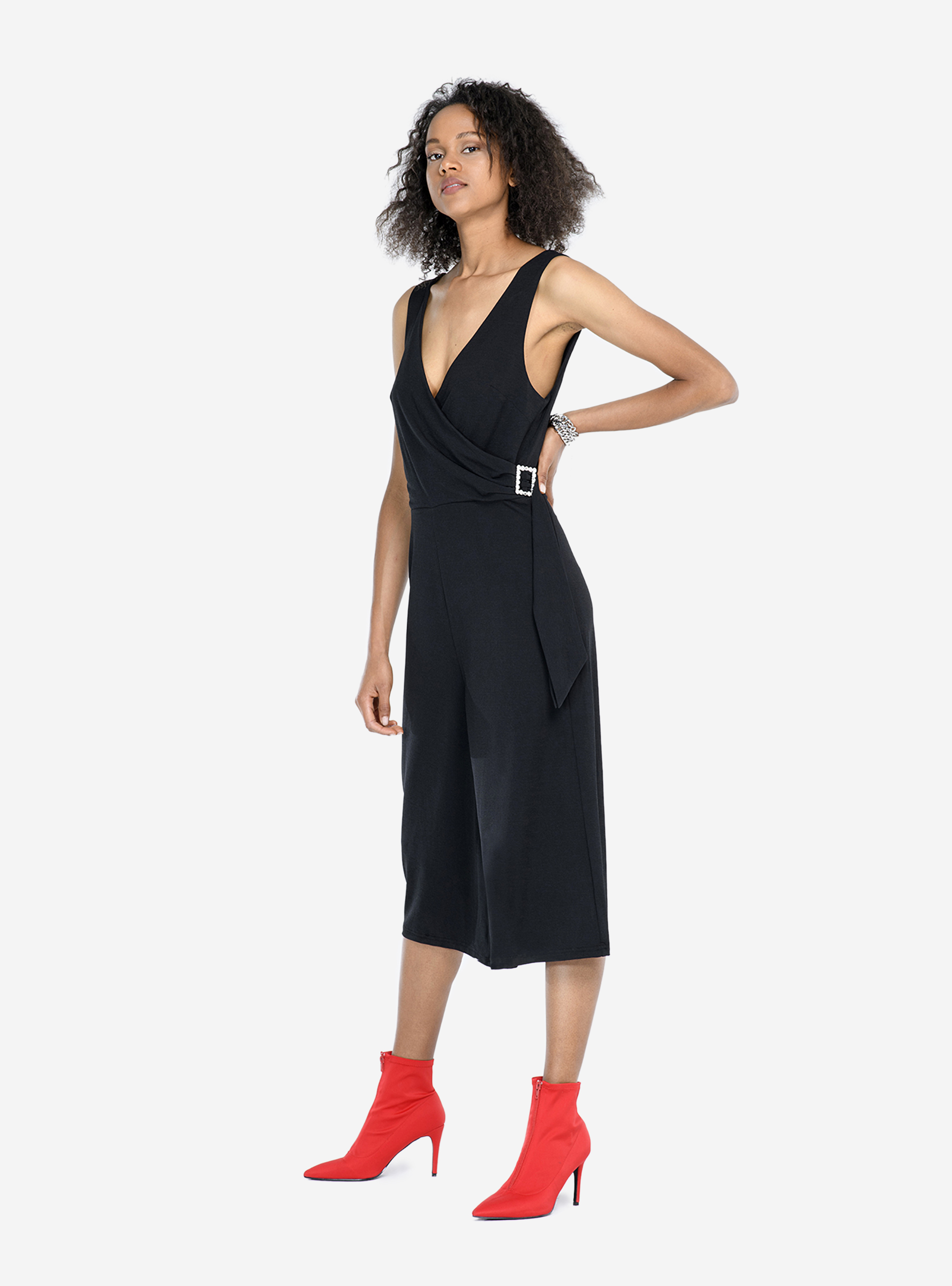 Jewel detail jumpsuit, C101 BLACK