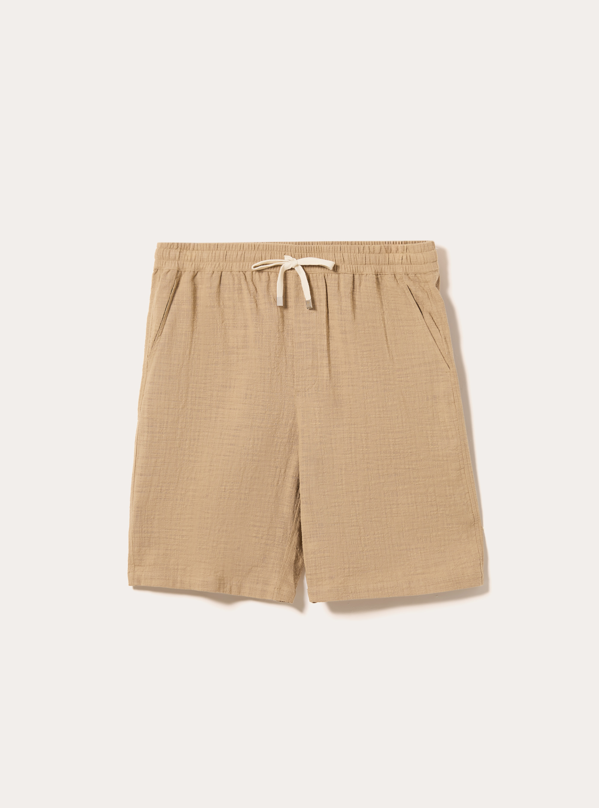 Cotton bermuda shorts with elastic waistband, BG1 BEIGE DARK