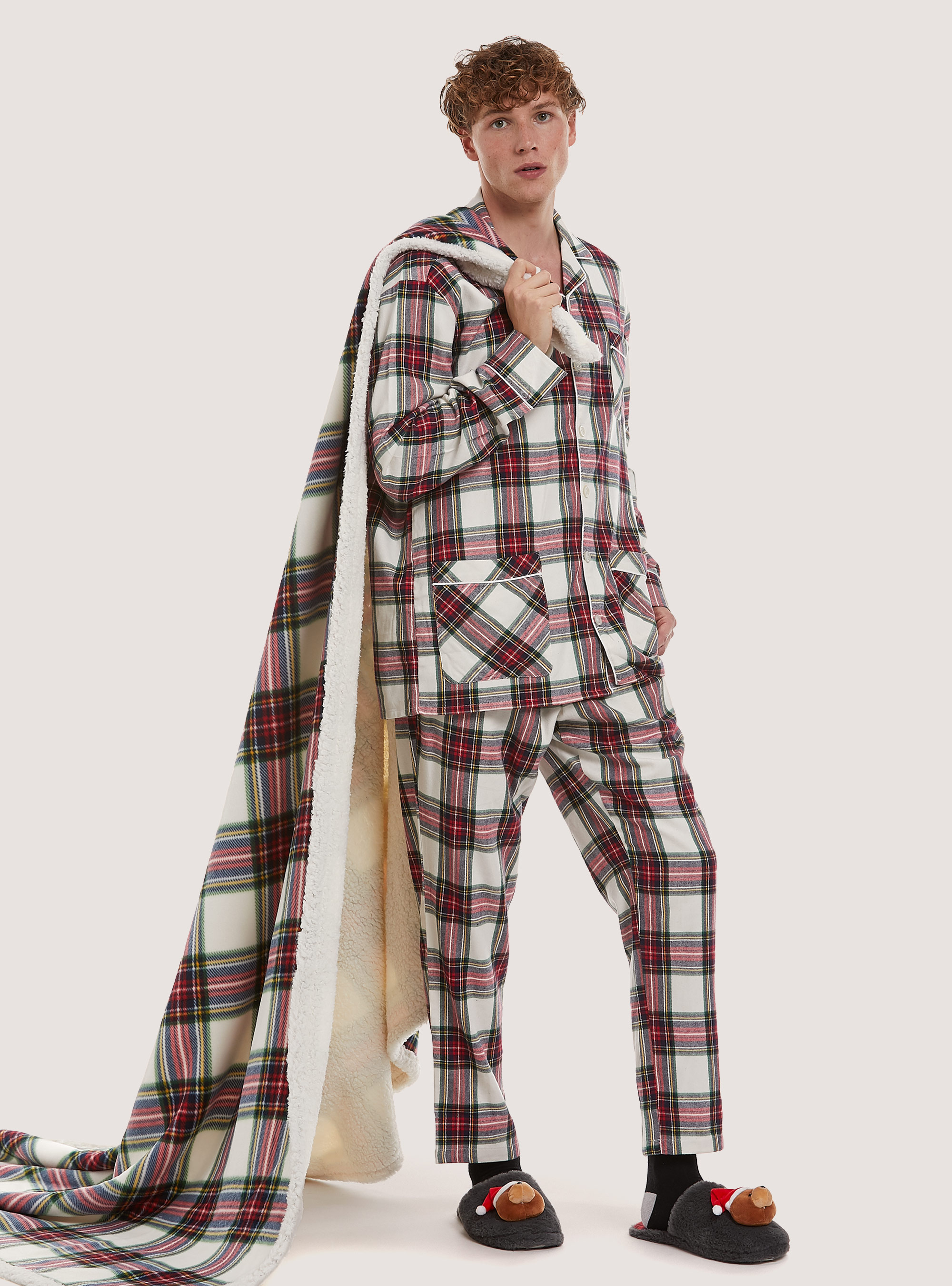 Christmas Family Collection tartan pyjamas, WH1 OFF WHITE