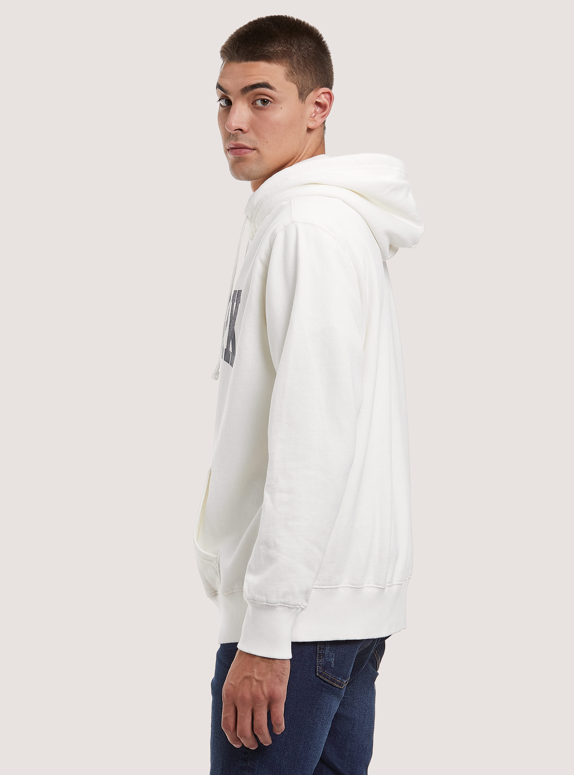 Felpa con cappuccio con stampa college, WH2 WHITE