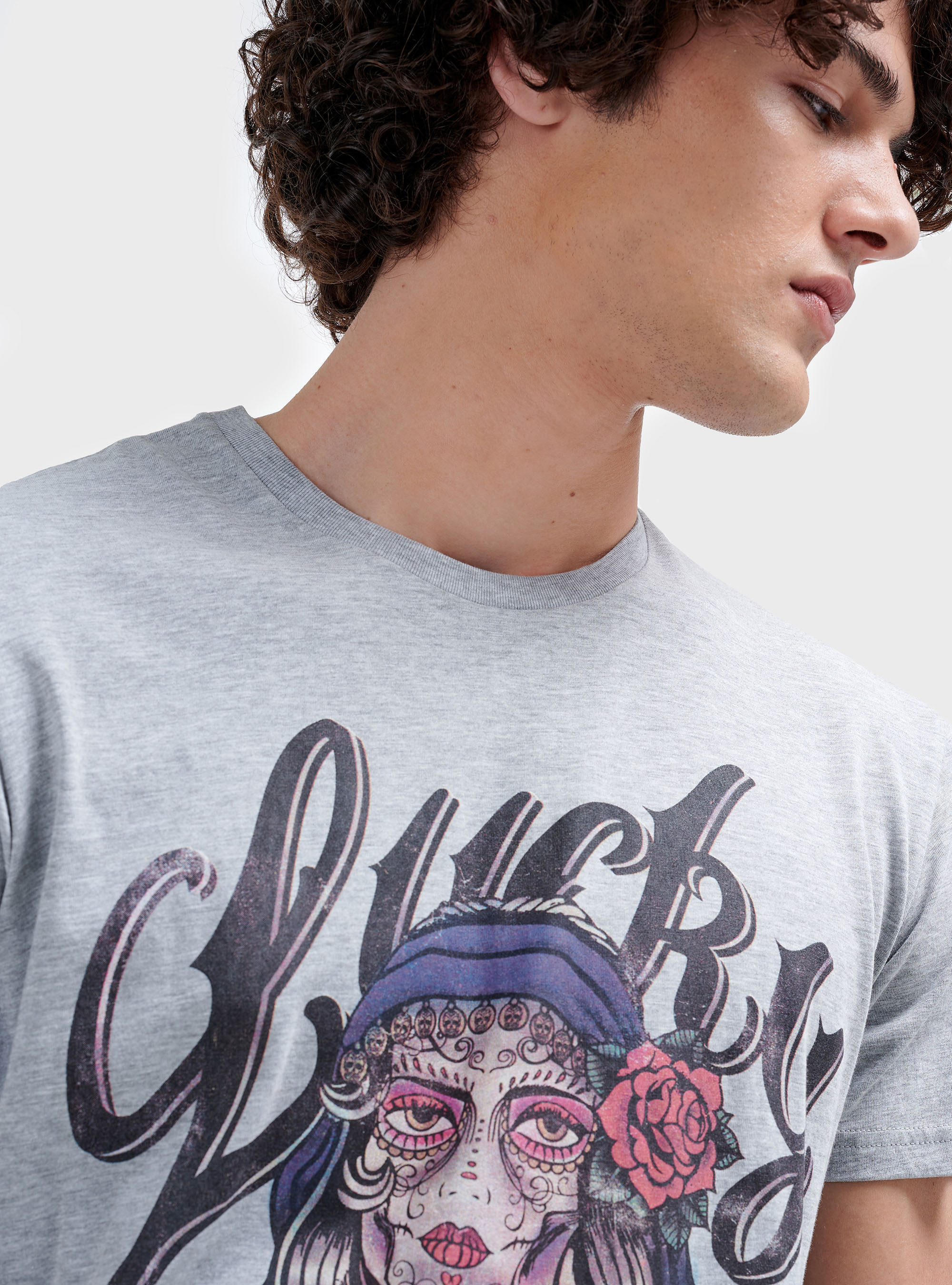 Tattoo t-shirt, LIGHT GREY MELANGE