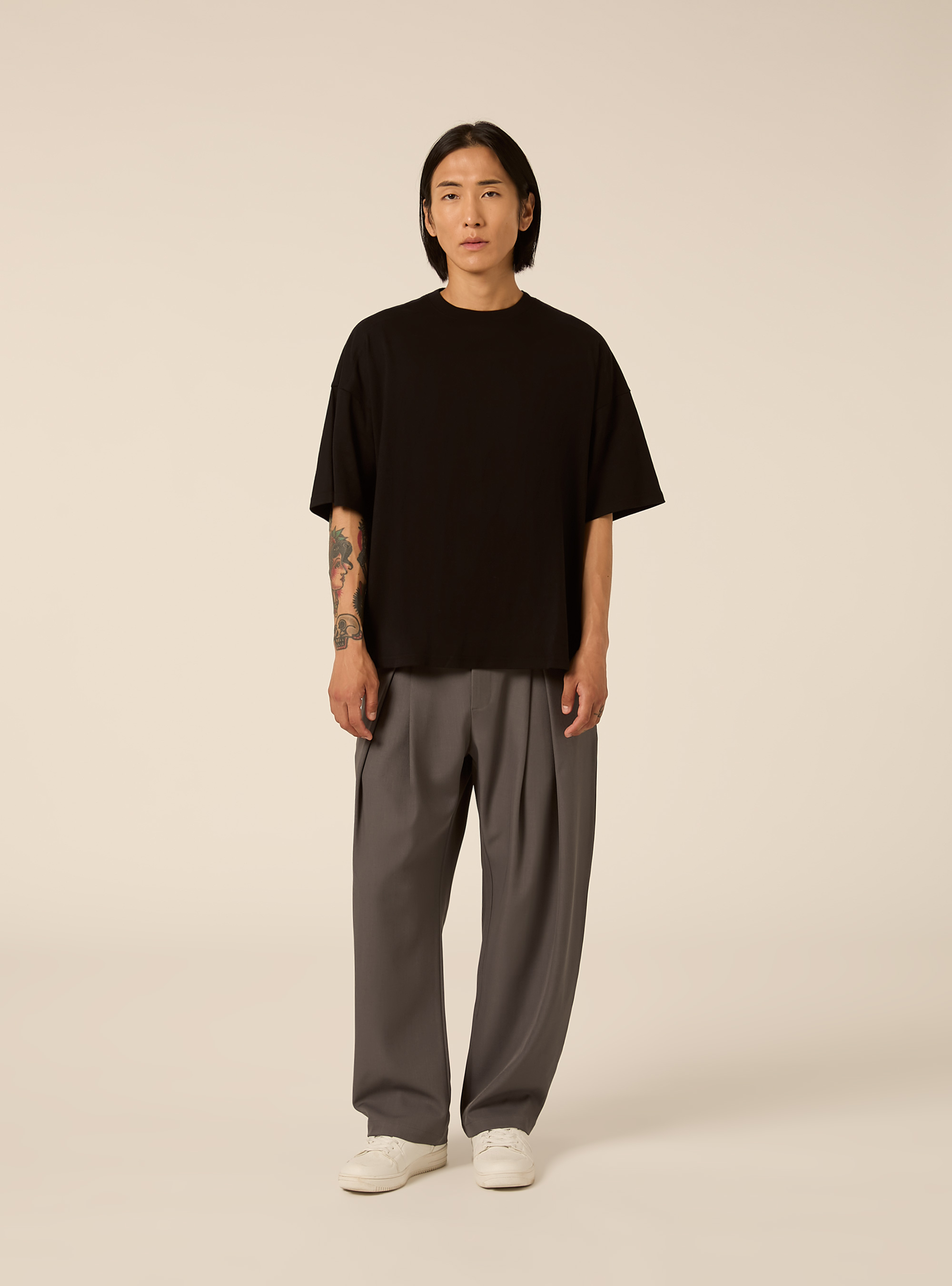 Pantaloni baggy con piega, GY2 GREY MEDIUM