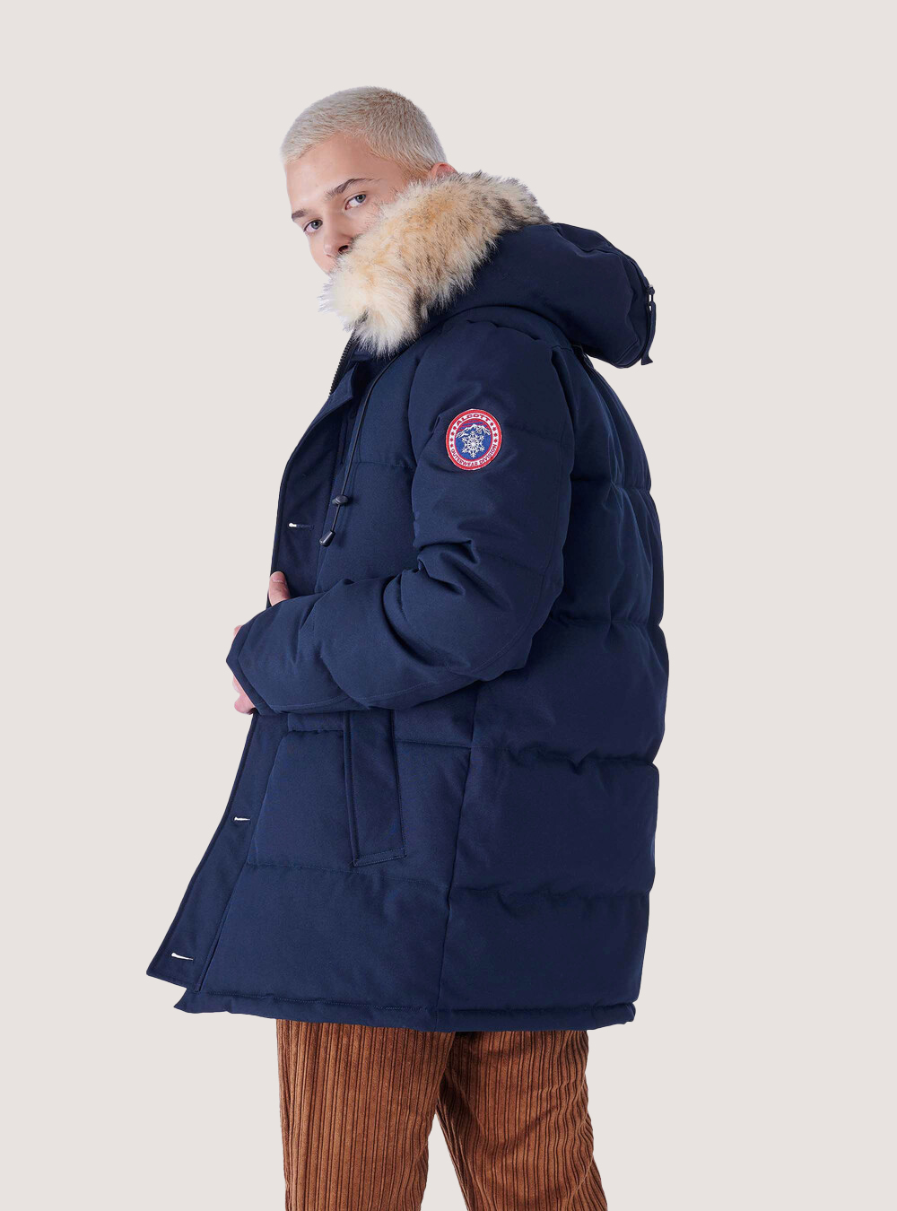 PADDED LONG JACKET WITH HOOD, C2271  BLUE NAVY
