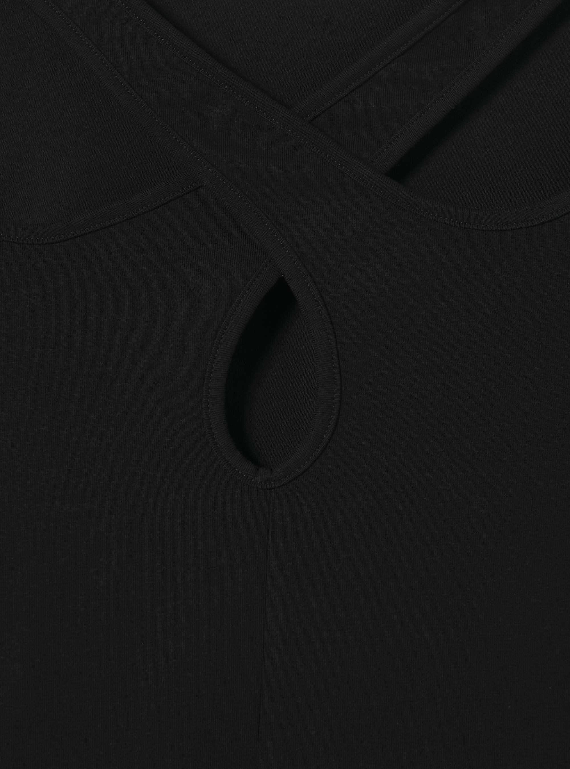Long-sleeved cut out T-shirt, BK1 BLACK