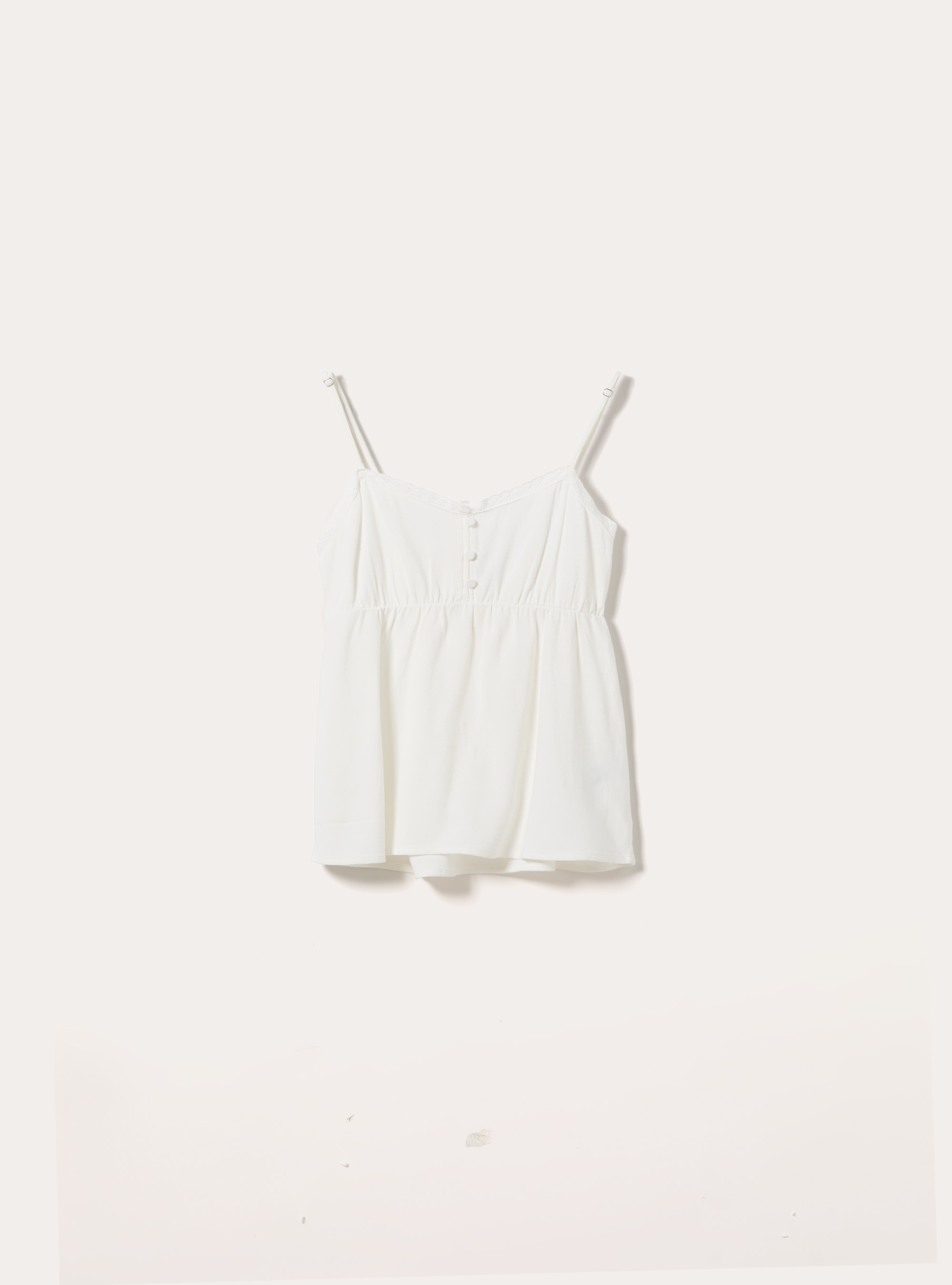 Top con spalline in misto lino, WH2 WHITE