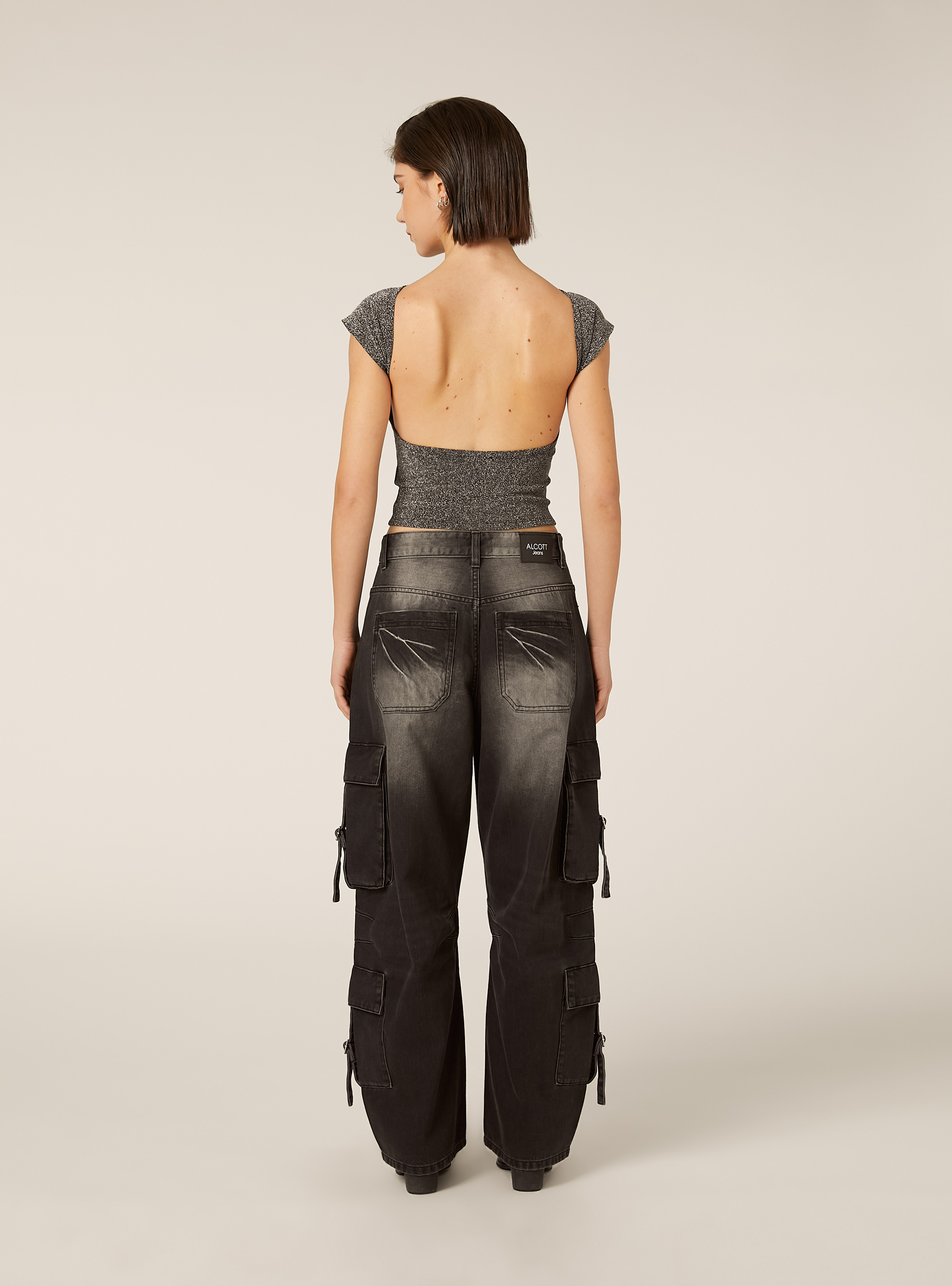 Camiseta metalizada con espalda descubierta, SV2 SILVER MEDIUM