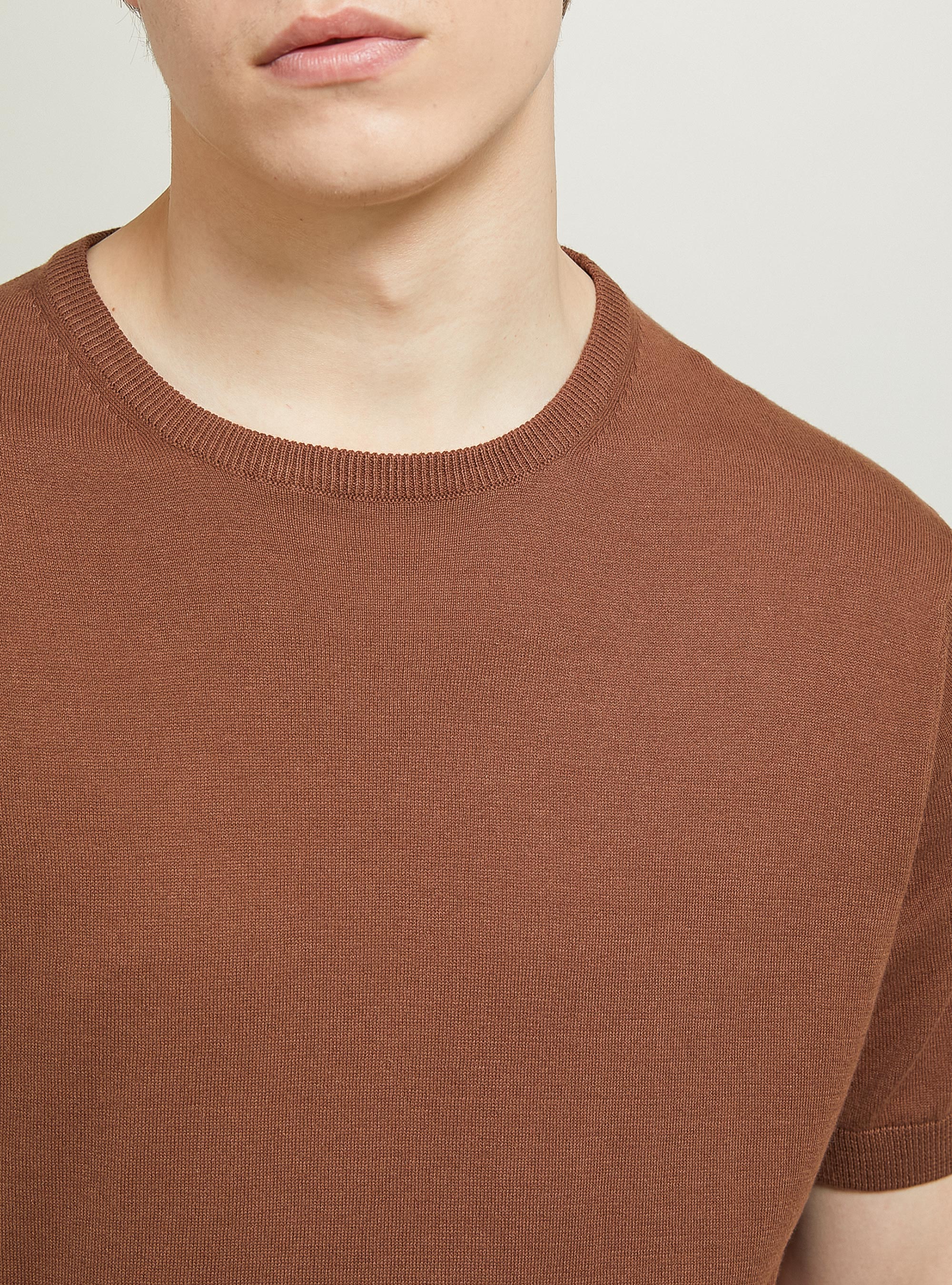 Short-sleeved cotton pullover, BR3 BROWN LIGHT