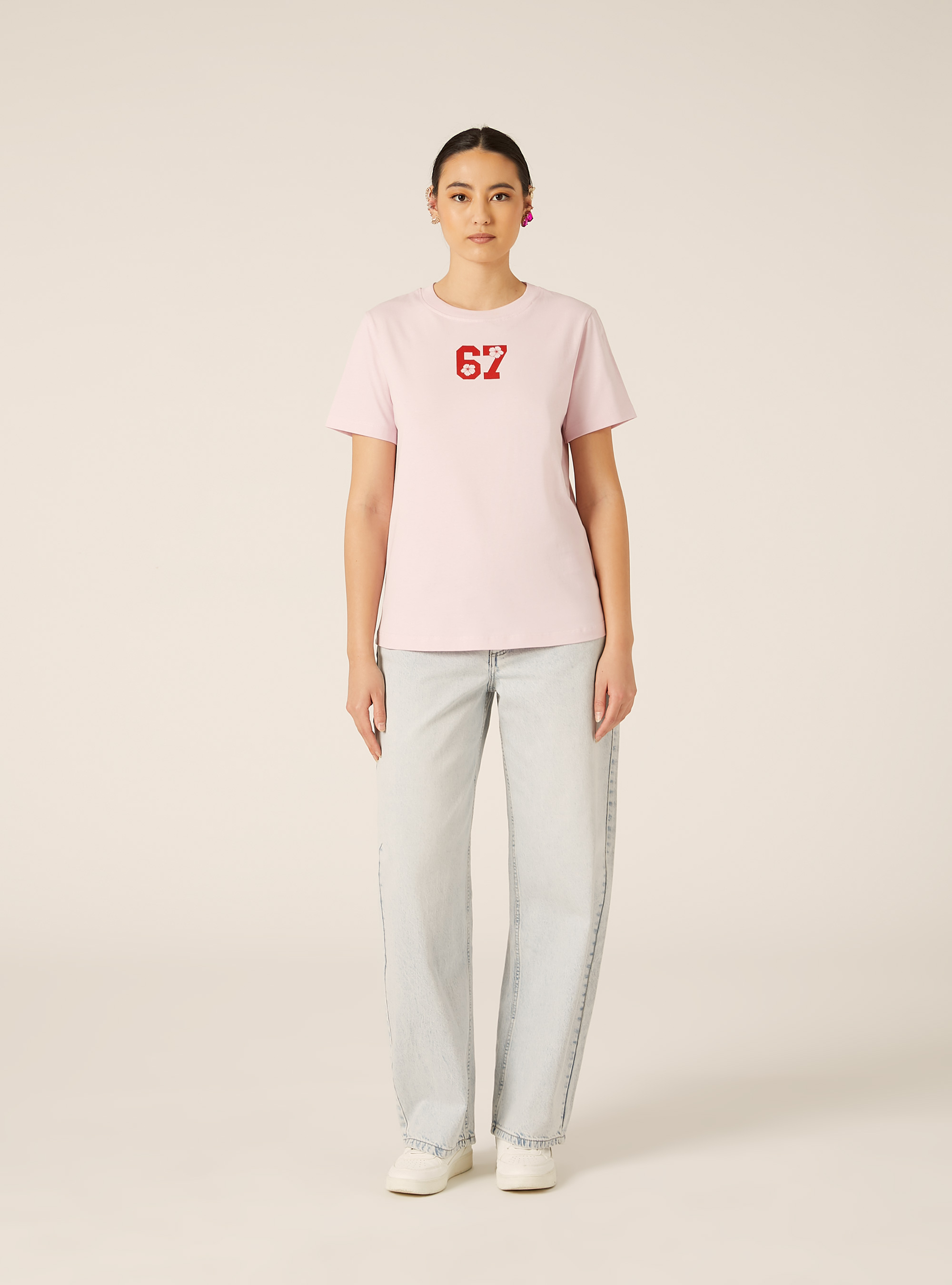 T-shirt regular con stampa numero, PK3 PINK LIGHT