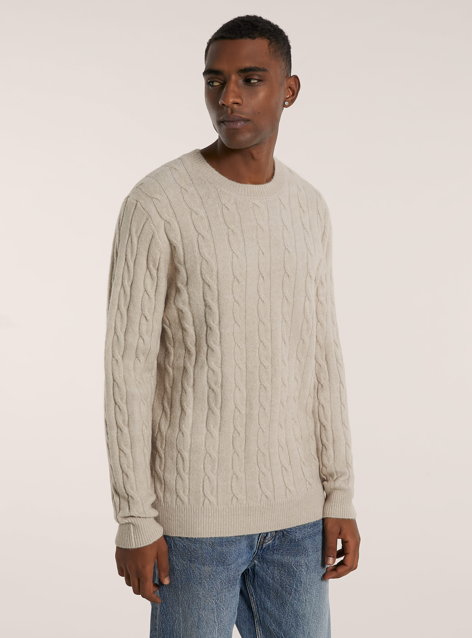 Pullover morbido a trecce, MBG2 BEIGE MEL MED