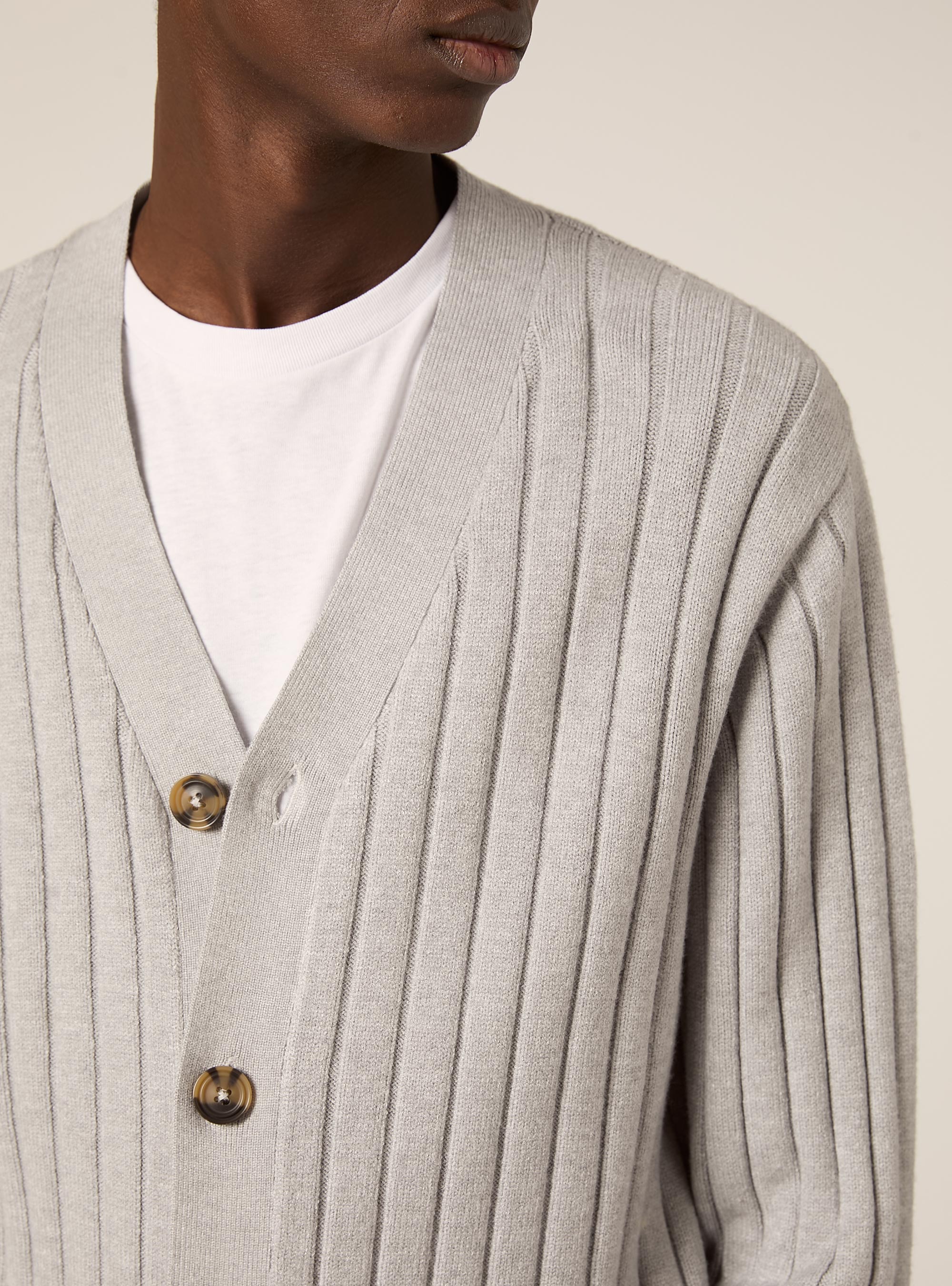 Cardigan  in rib, MGY2 GREY MEL MEDIUM