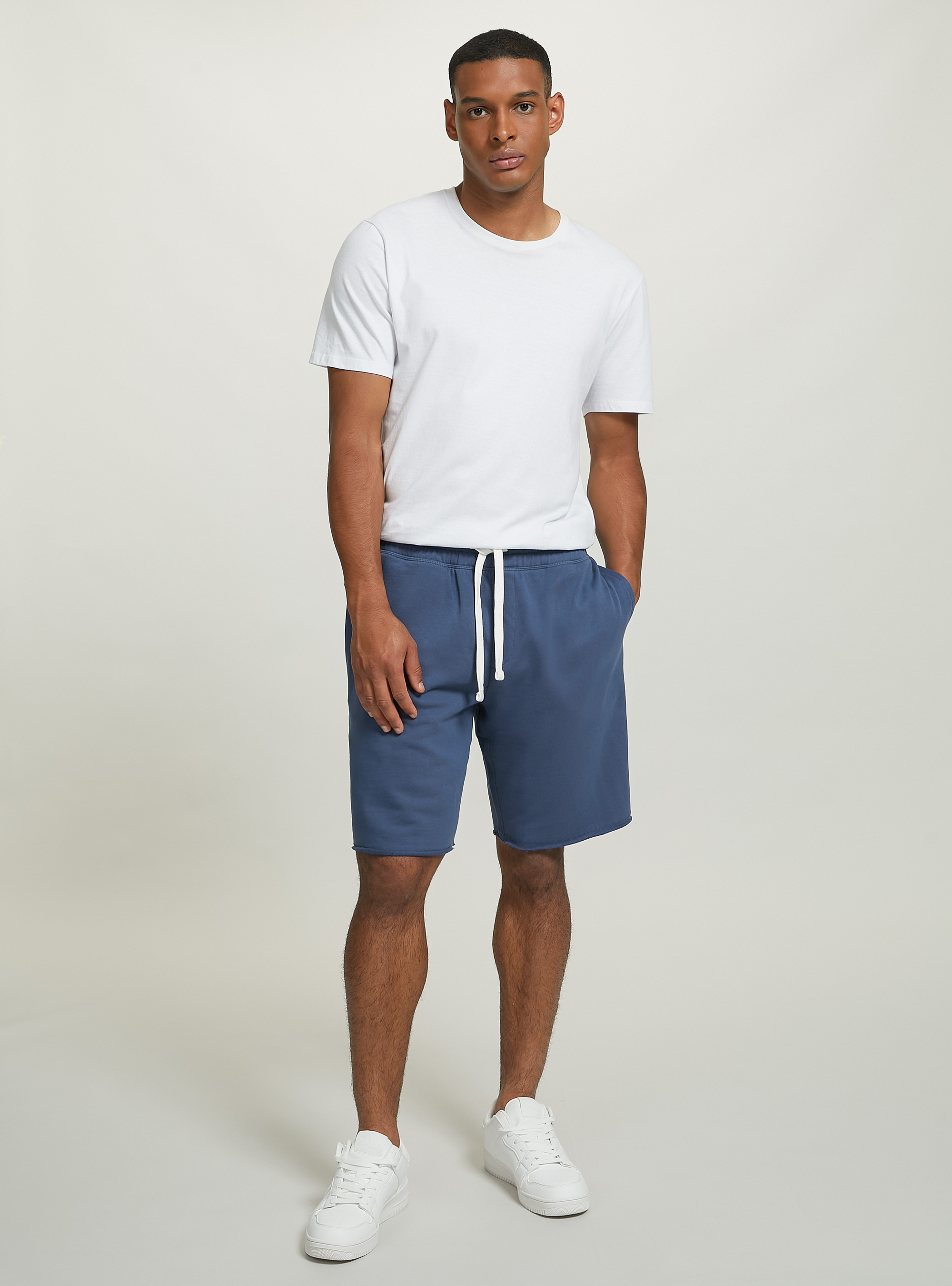 Bermuda jogger in cotone, BL2 BLUE MEDIUM