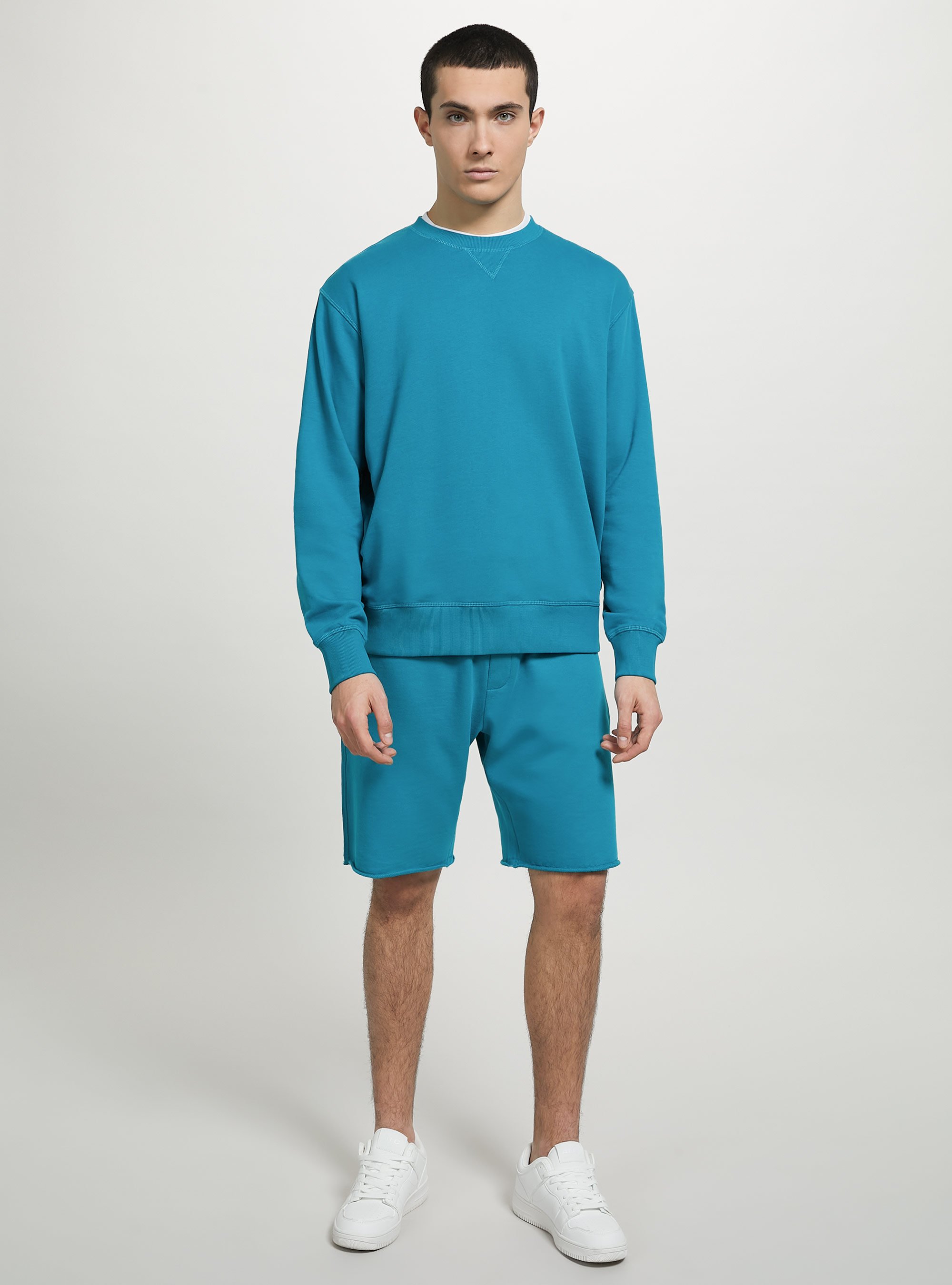 Bermudas jogger de algod&oacute;n, OB2 BLUE OIL MED.