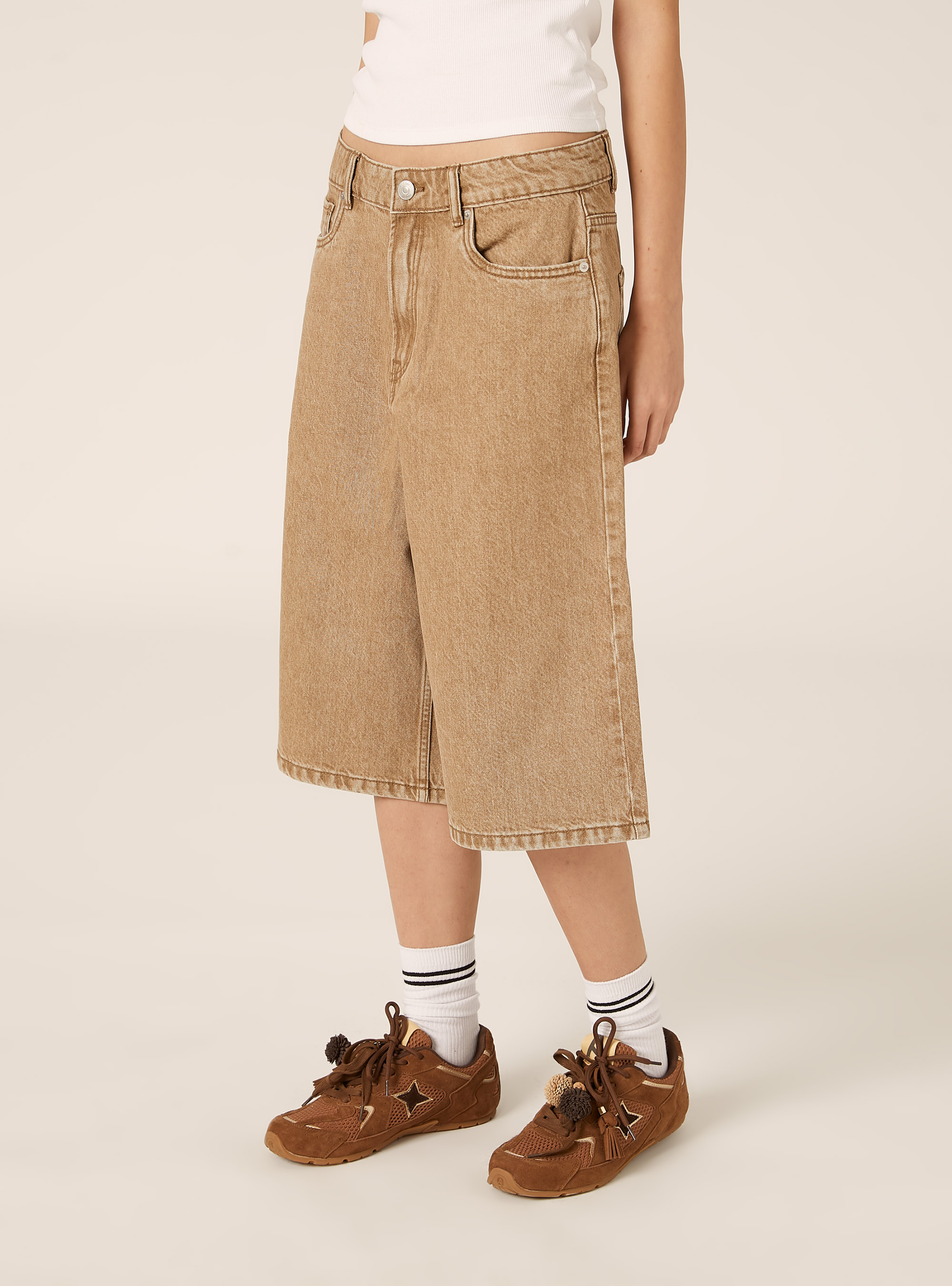 Bermuda jort fit in denim colorato, TB2 TOBACCO MEDIUM