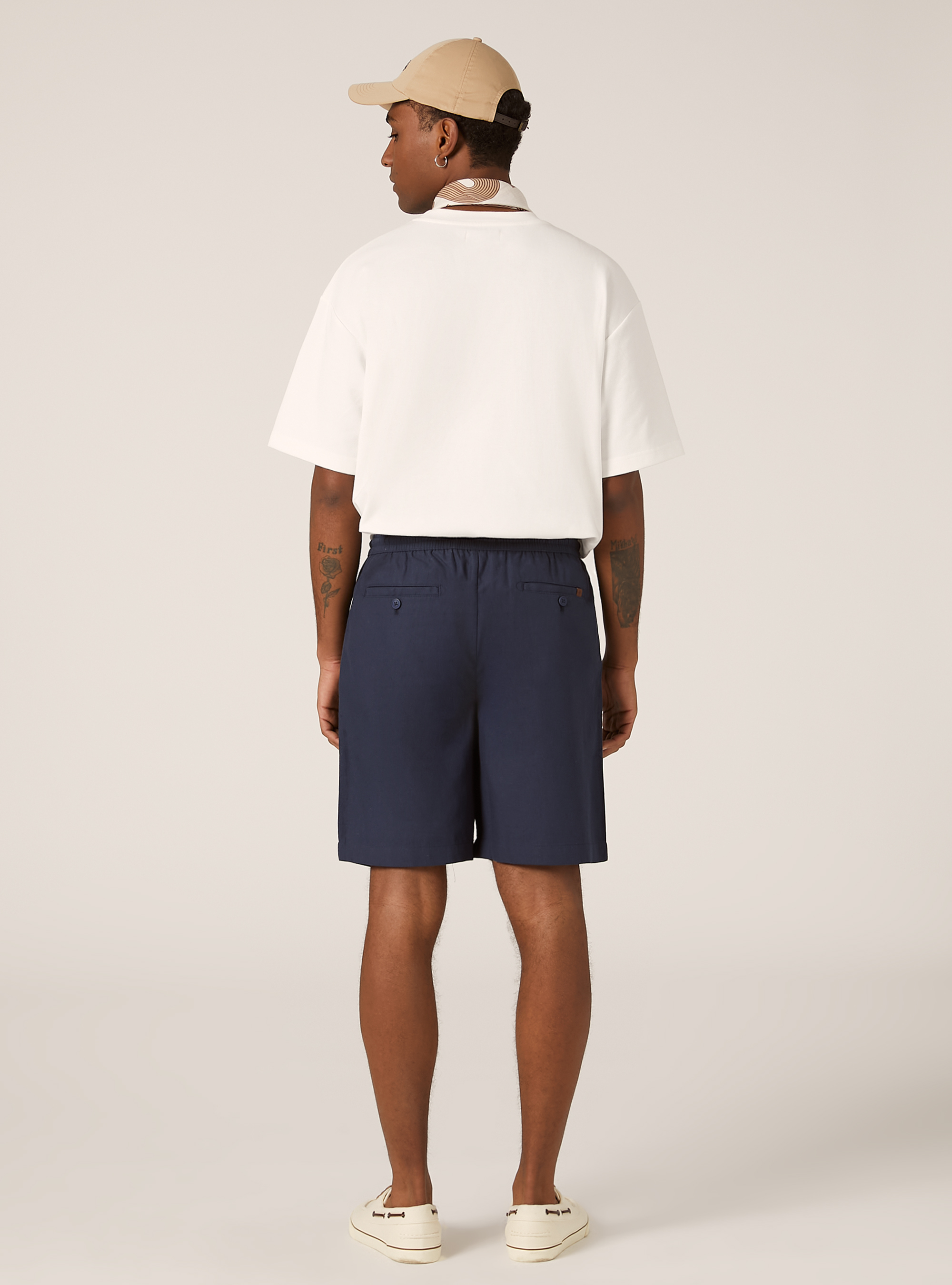 Bermudashorts aus Leinen mit Kordelzug, NA2 NAVY MEDIUM