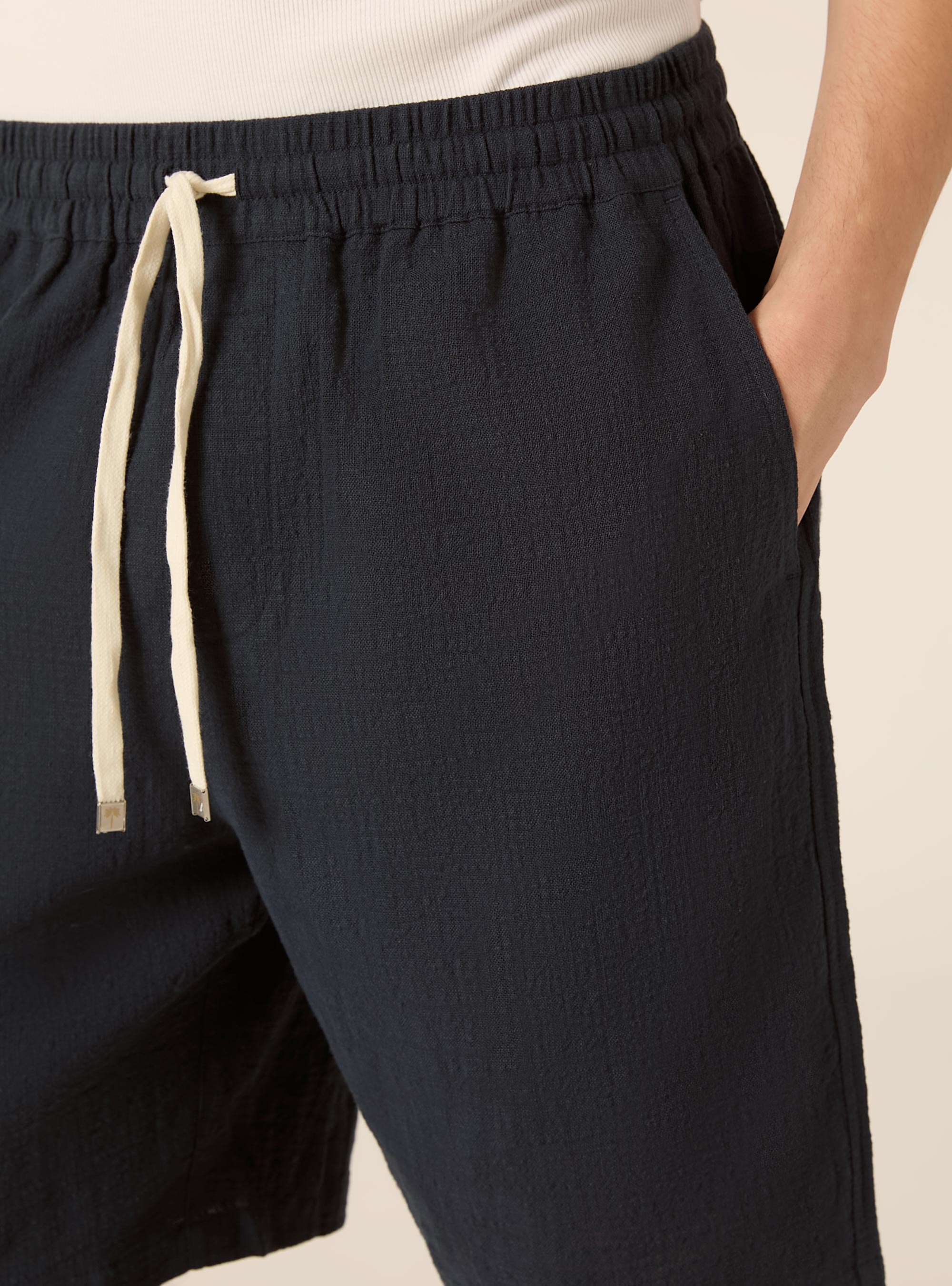 Bermuda in cotone con laccio in vita, NA2 NAVY MEDIUM