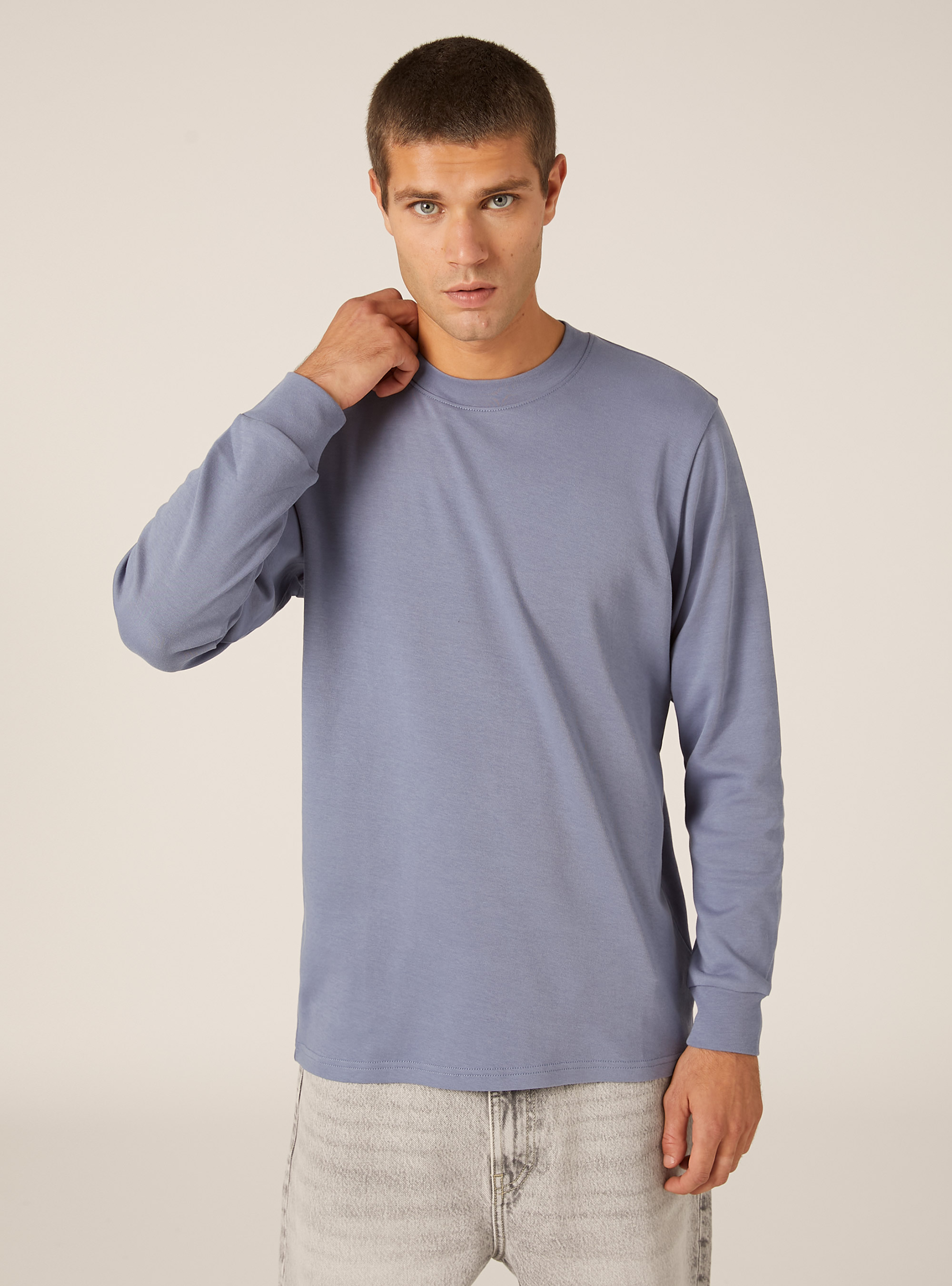 Long-sleeved cotton T-shirt, IN2 INDIGO MEDIUM