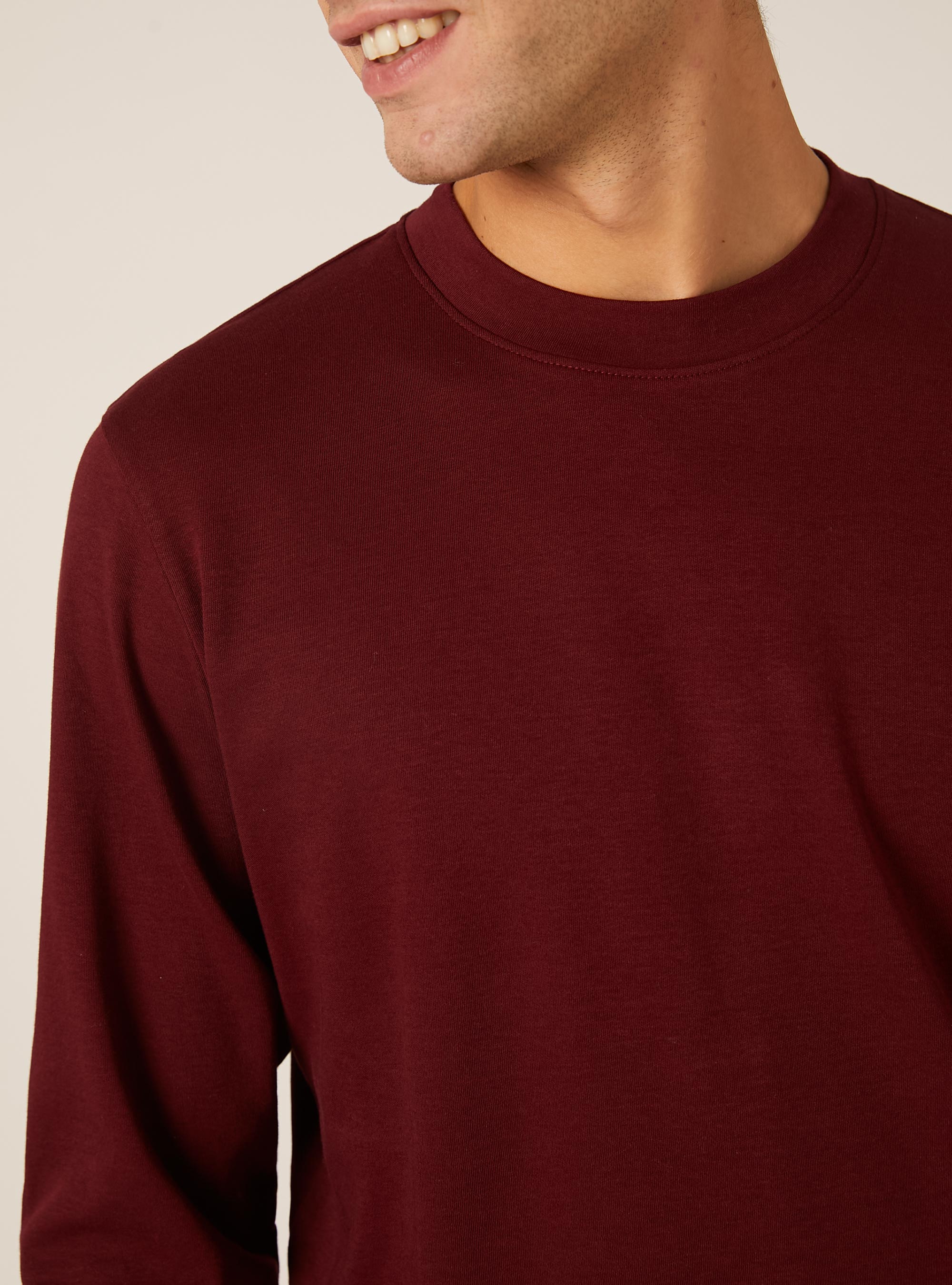 Long-sleeved cotton T-shirt, BO1 BORDEAUX DARK