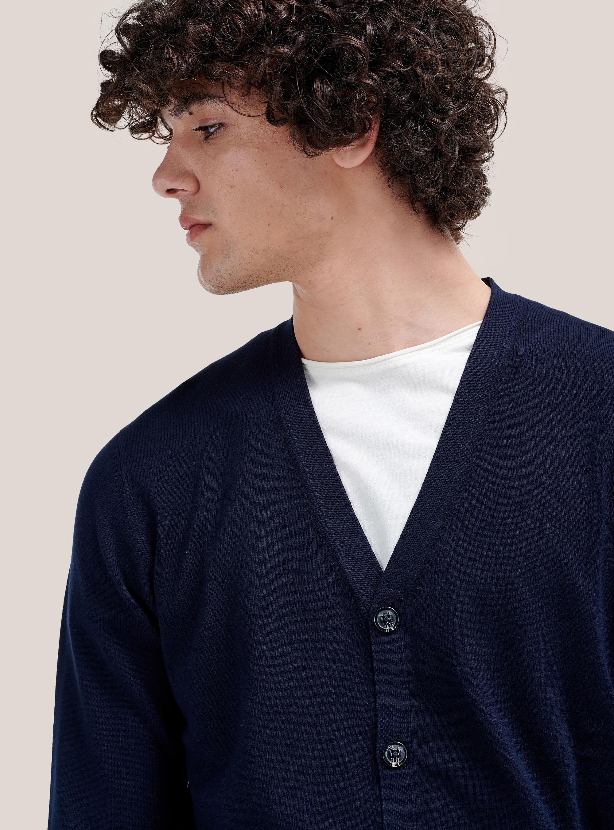 Strickpullover mit Knöpfen, C210 BLUE NAVY