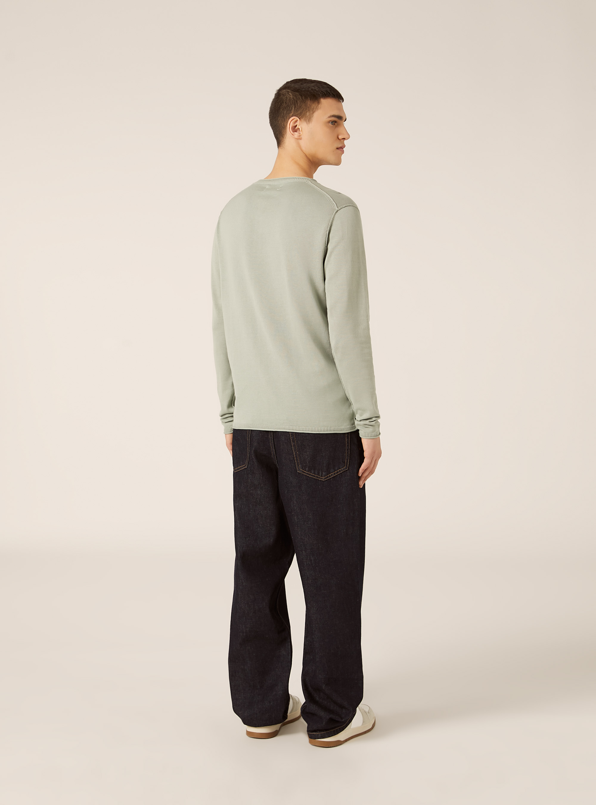 Pullover girocollo in cotone, SG3 SAGE LIGHT