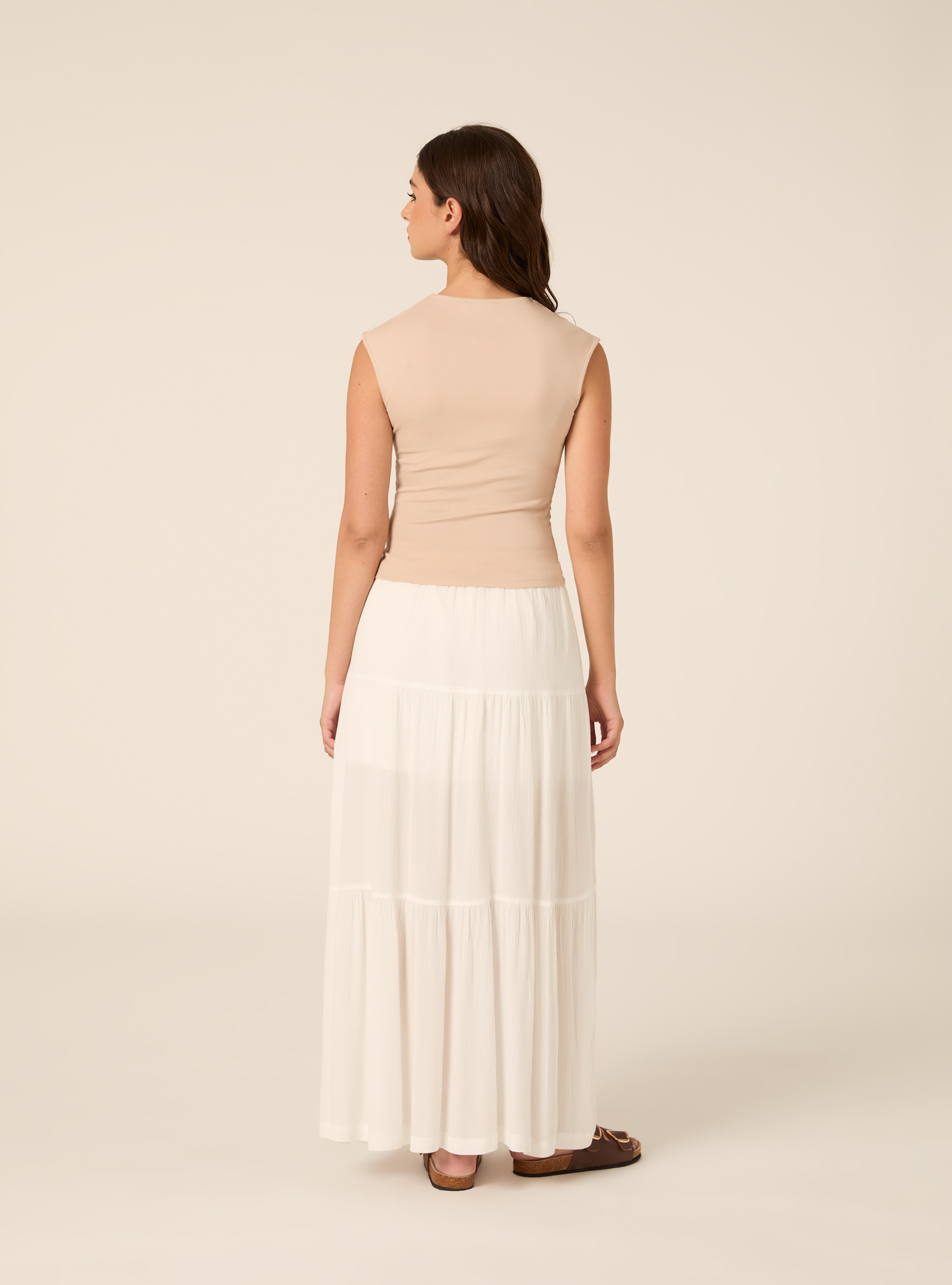 T-shirt basic con arriccio, BG2 BEIGE MEDIUM