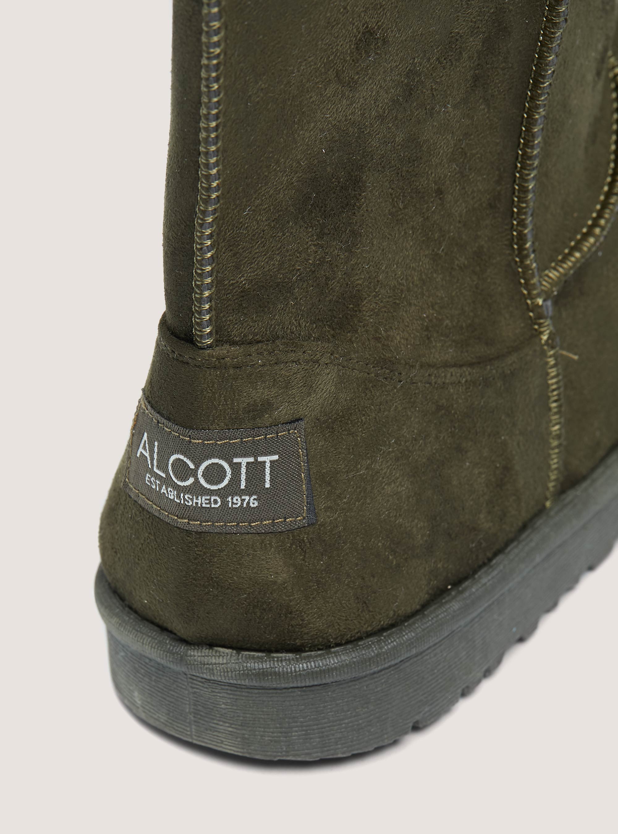 Suede ankle boots with faux fur inside, C6575 GREEN