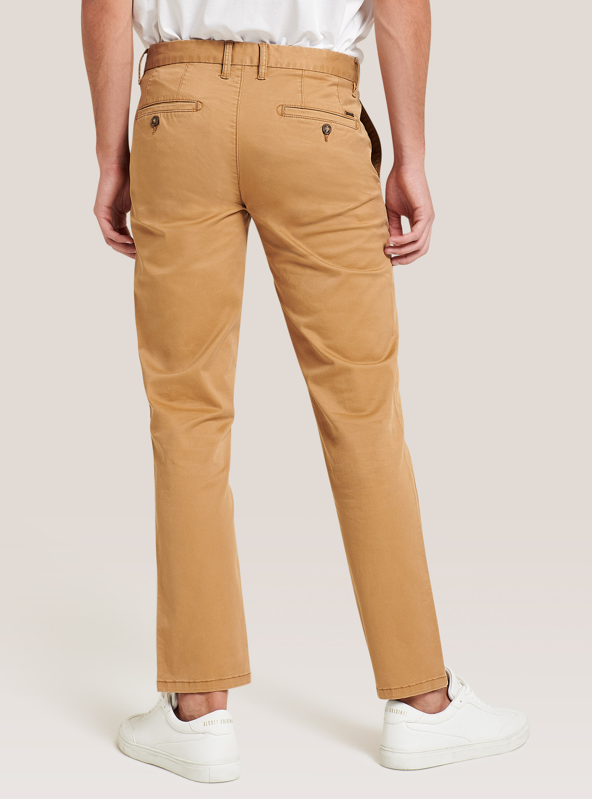 Twill stretch cotton chinos, MUSTARD
