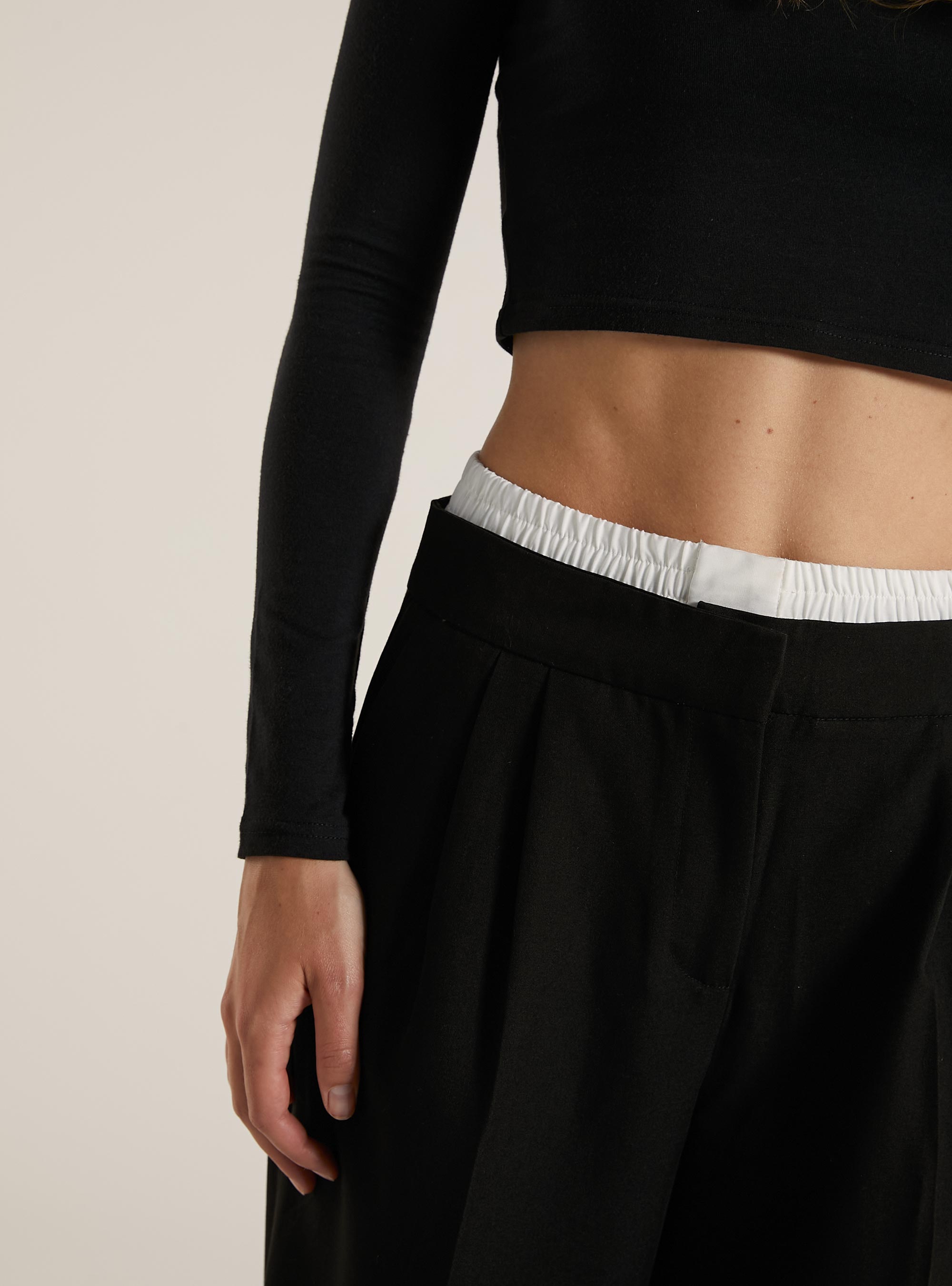 Smart trousers with combined waist, BK1 BLACK