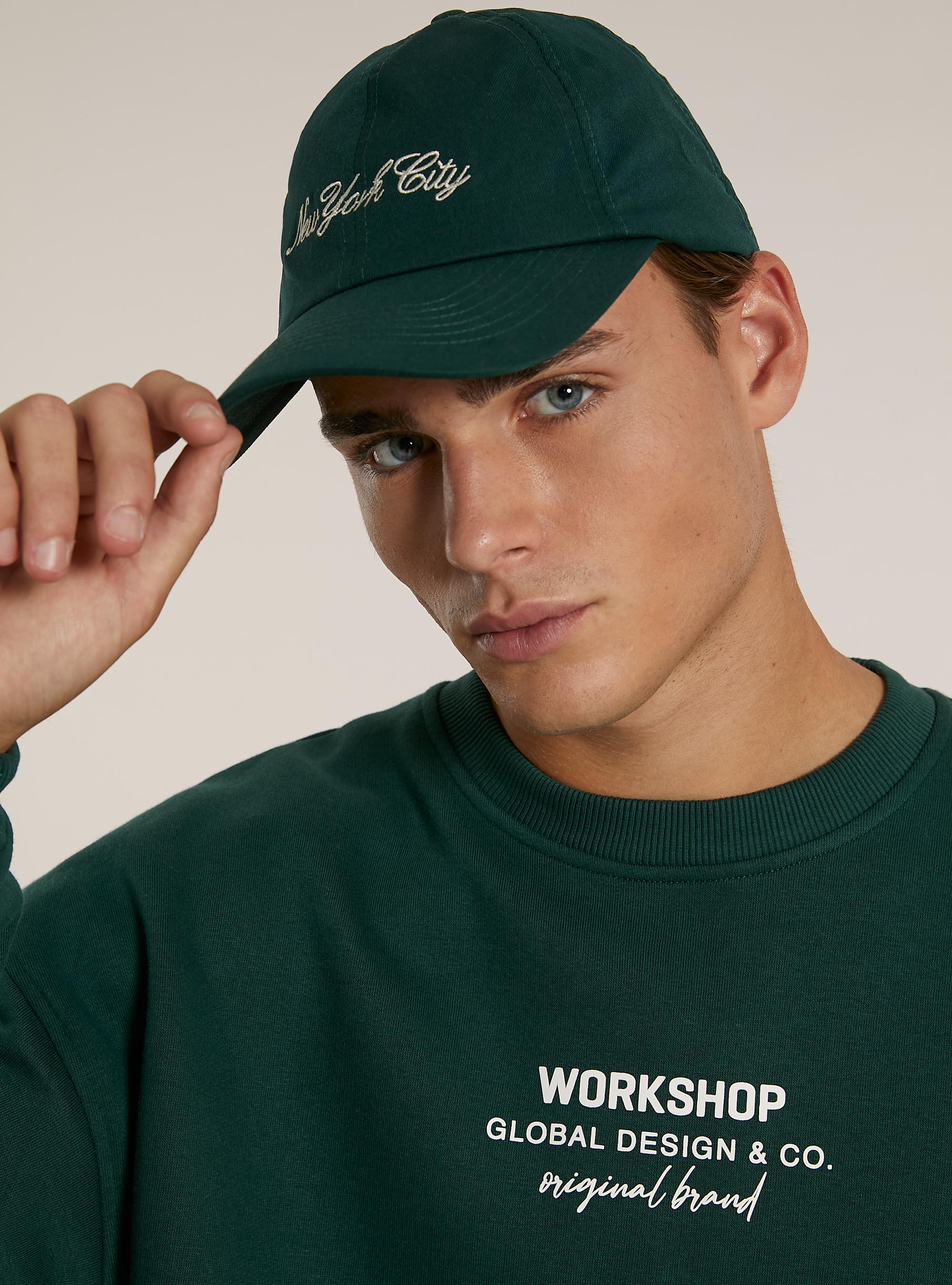 Sudadera boxy fit con estampado Workshop, GN1 GREEN DARK