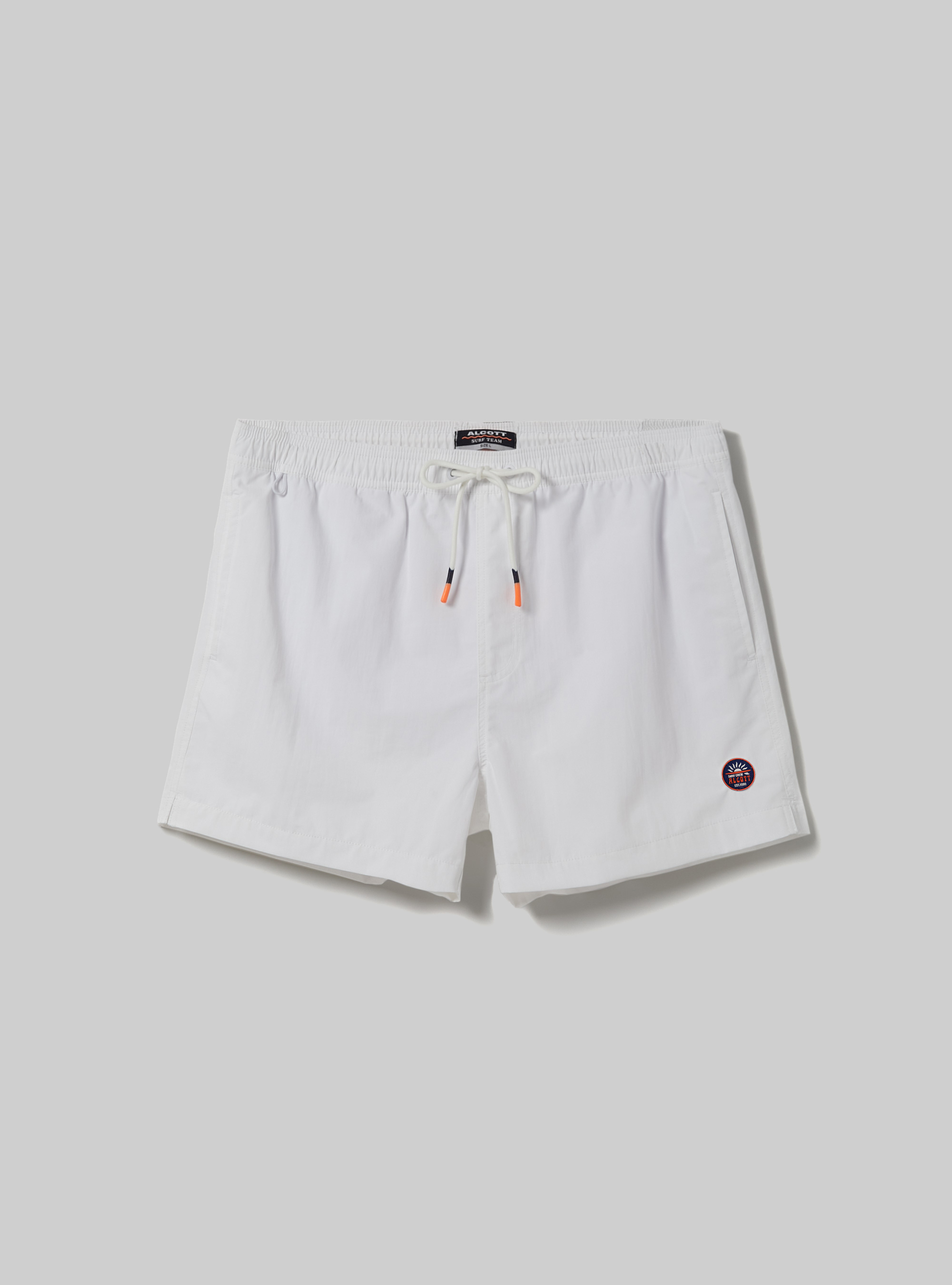Maillot de bain uni avec broderie et poche arri&egrave;re, WH1 OFF WHITE