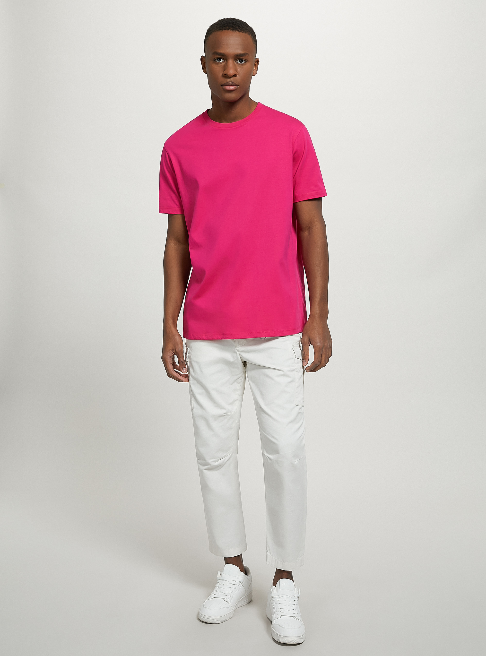 Maglietta girocollo in cotone sostenibile, FX2 FUXIA MEDIUM