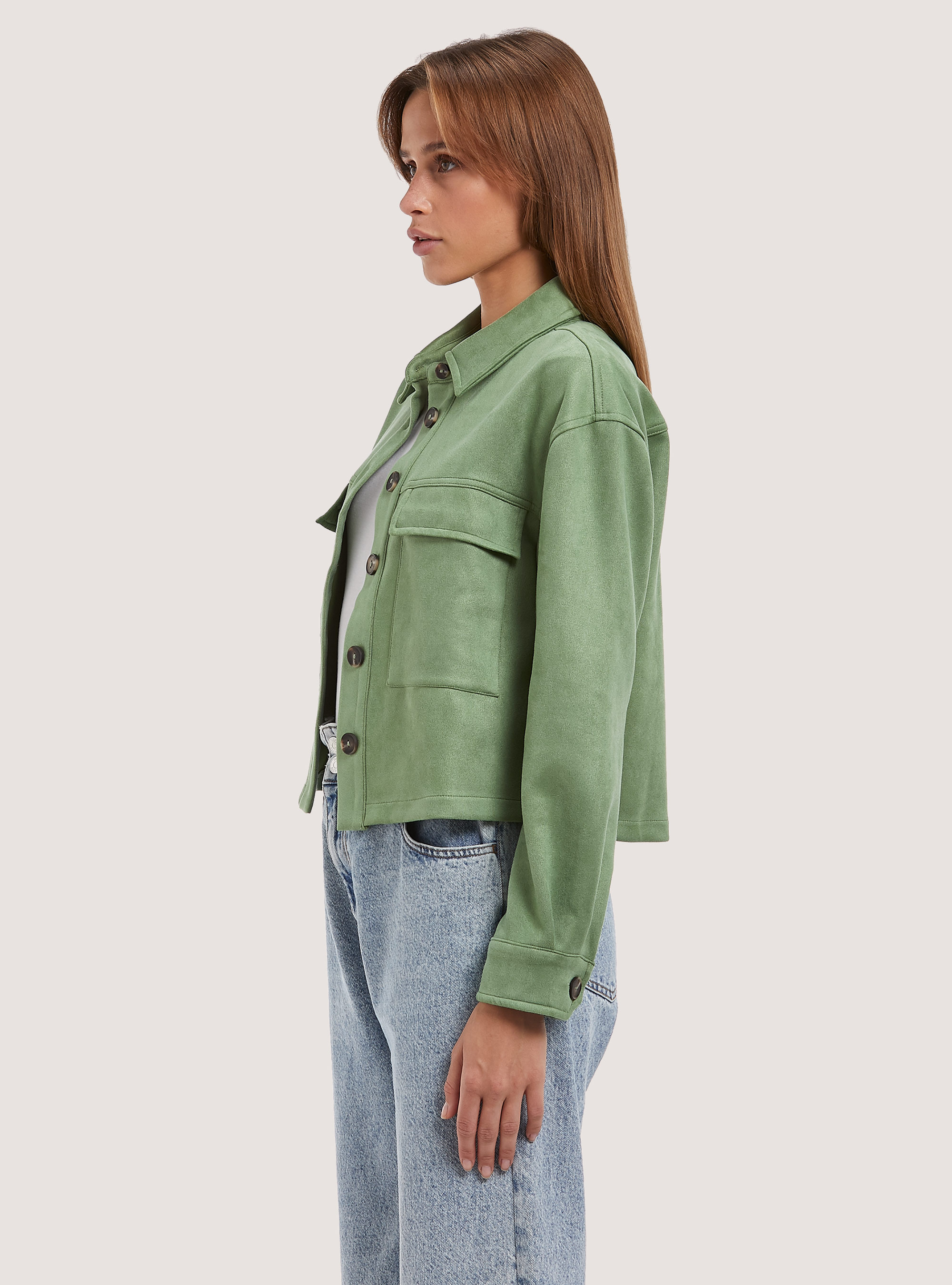 Veste de chemise courte en daim, KY3 KAKY LIGHT