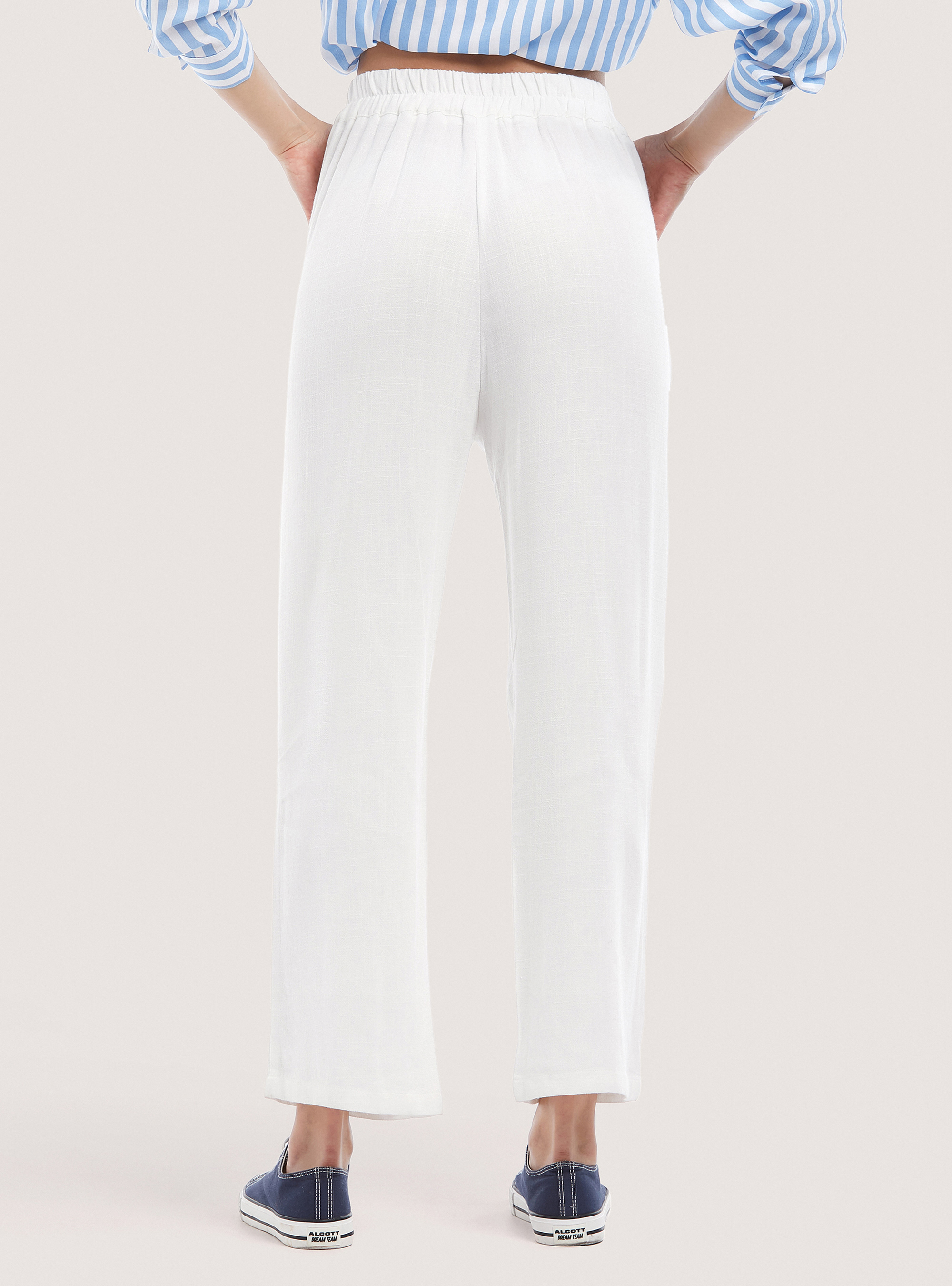 Linen blend regular trousers, C0020 OFF WHITE