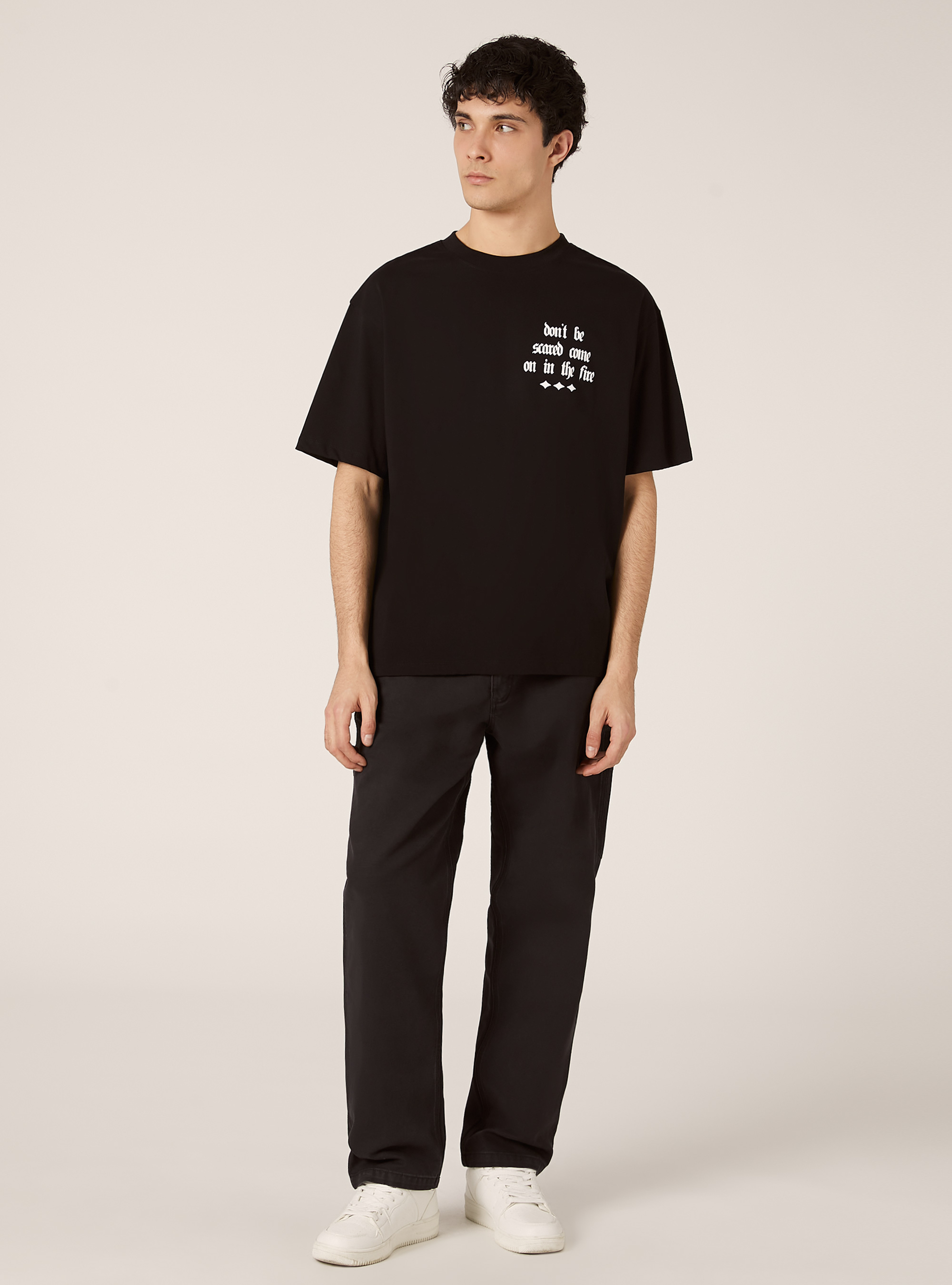 Boxy fit T-shirt with POP STATEMENT print, BK1 BLACK