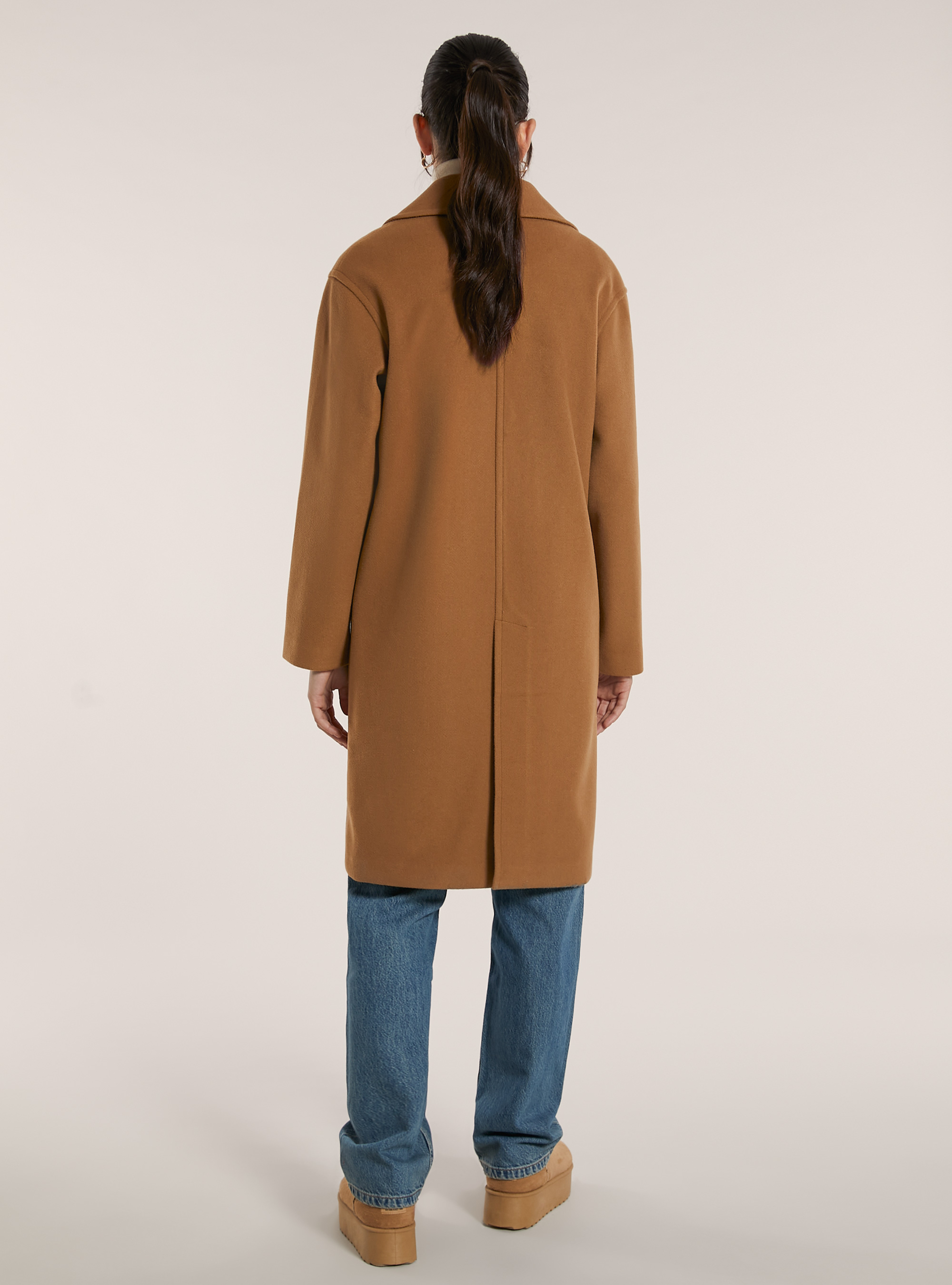 Plain single-breasted coat, TB2 TOBACCO MEDIUM