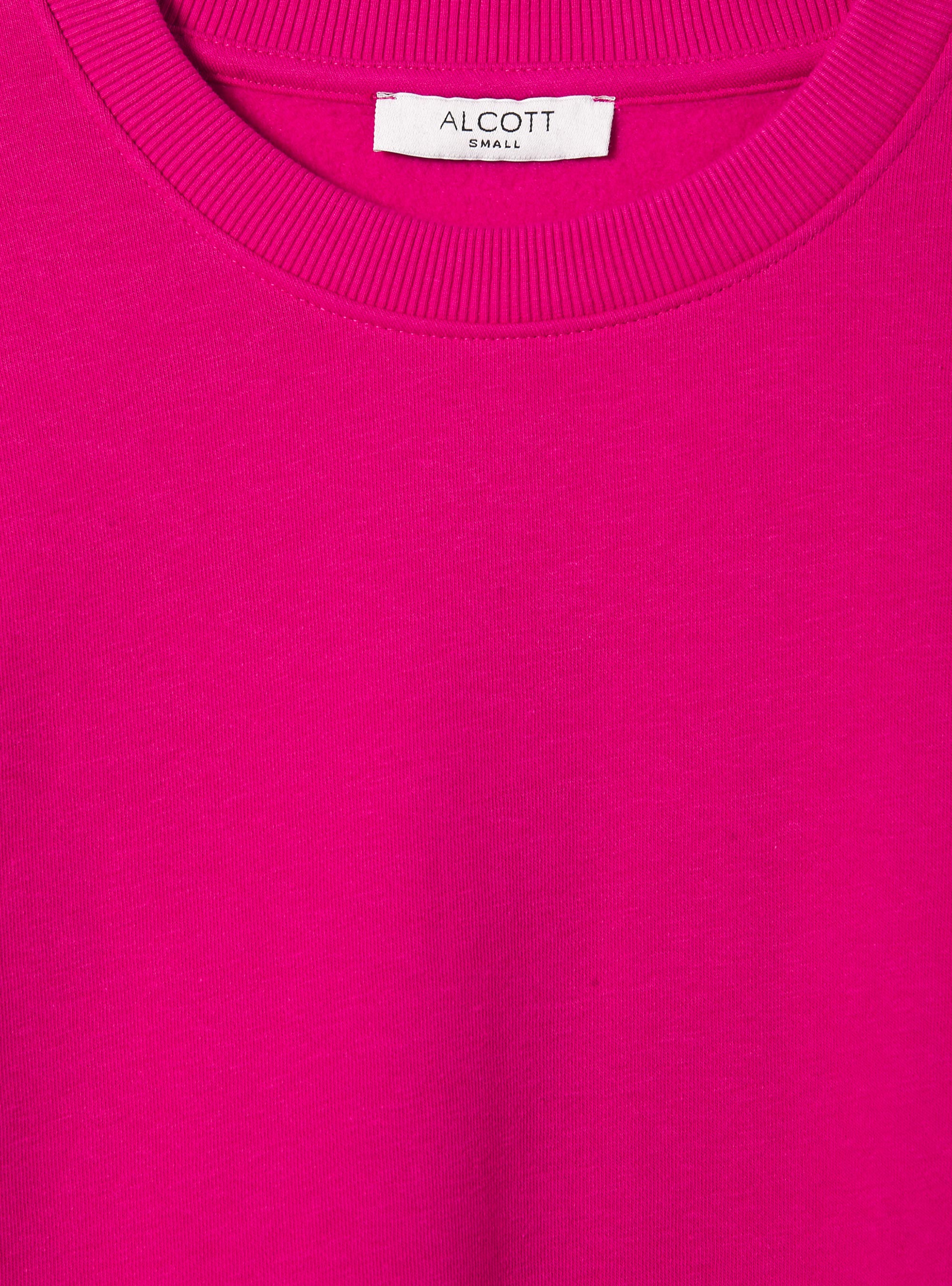 Plain-coloured cotton crew-neck sweatshirt, FX3 FUXIA LIGHT